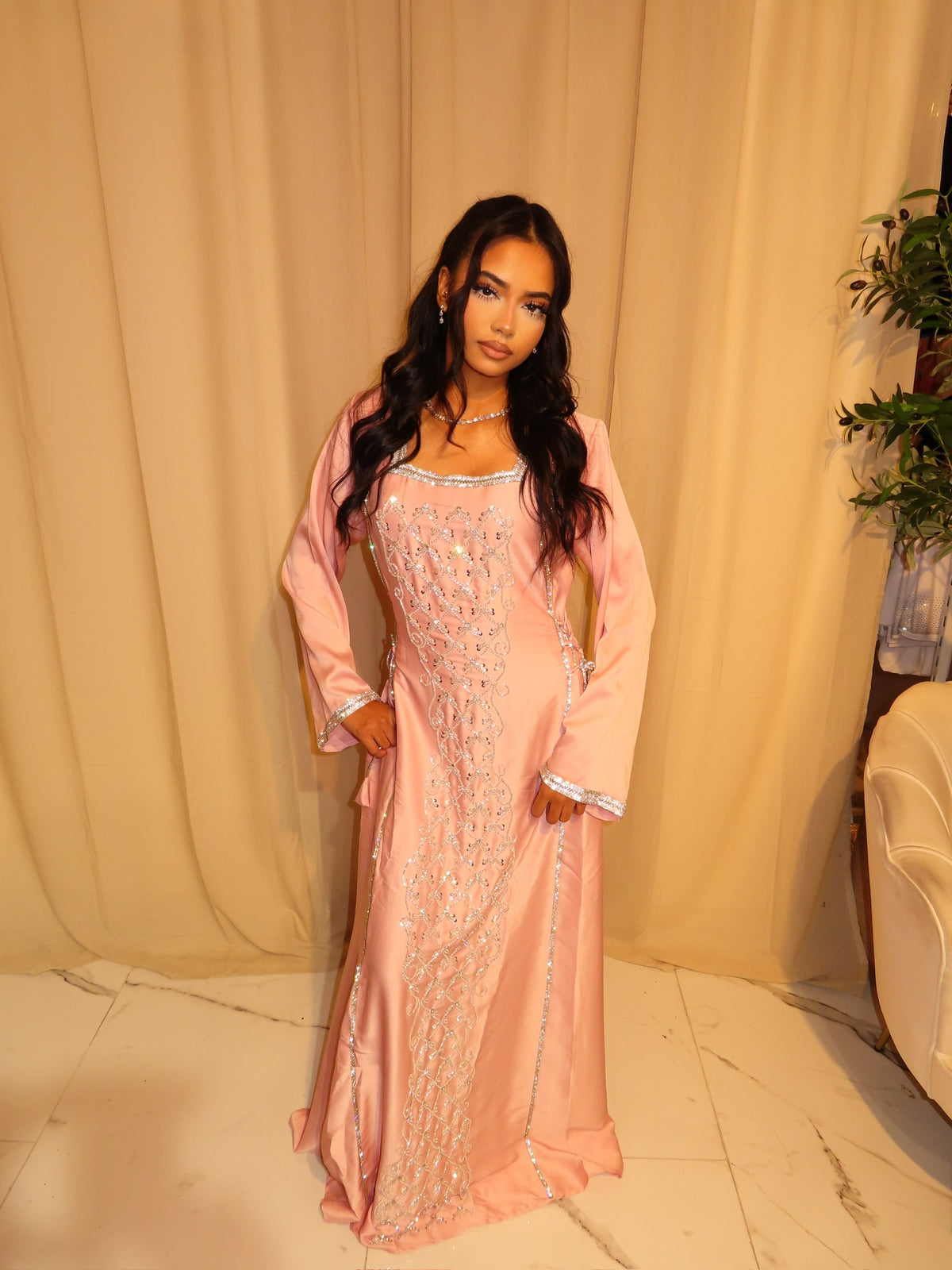 VIP Pink Corset Emirati Dress