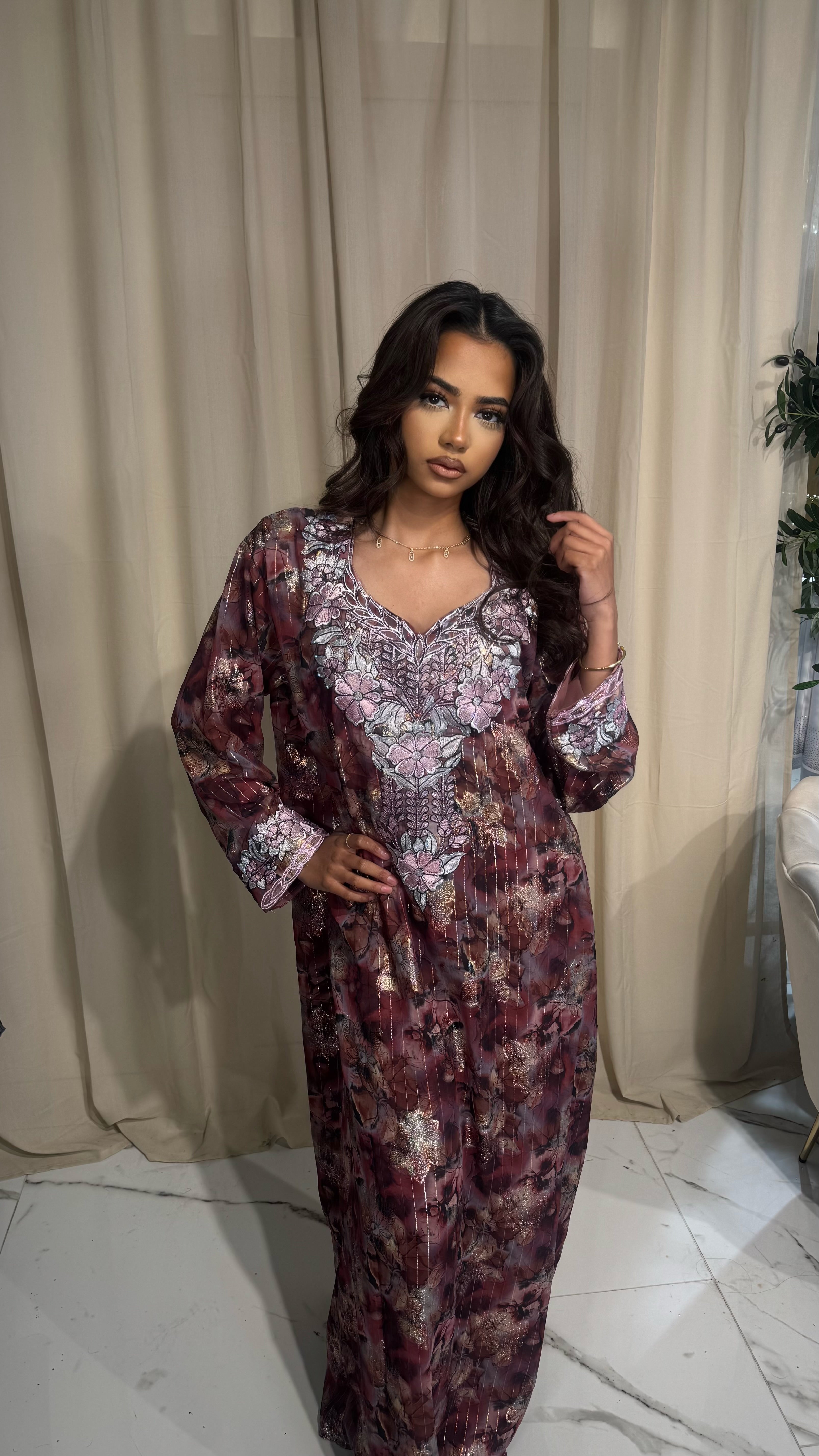Burgundy Chiffon Makhawer # 2