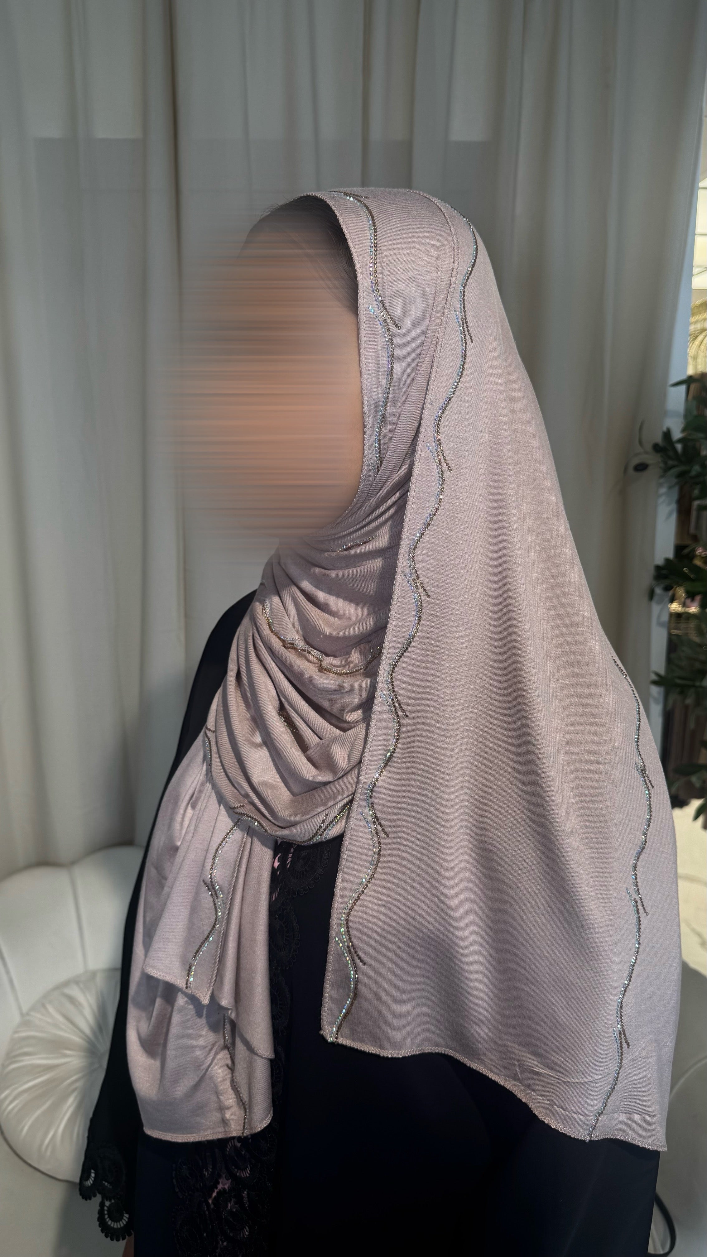 Premium Dusty Pink Jersey Embellished Hijab