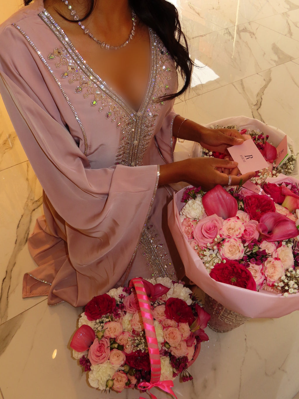VIP Baby Pink Corset Emirati Dress