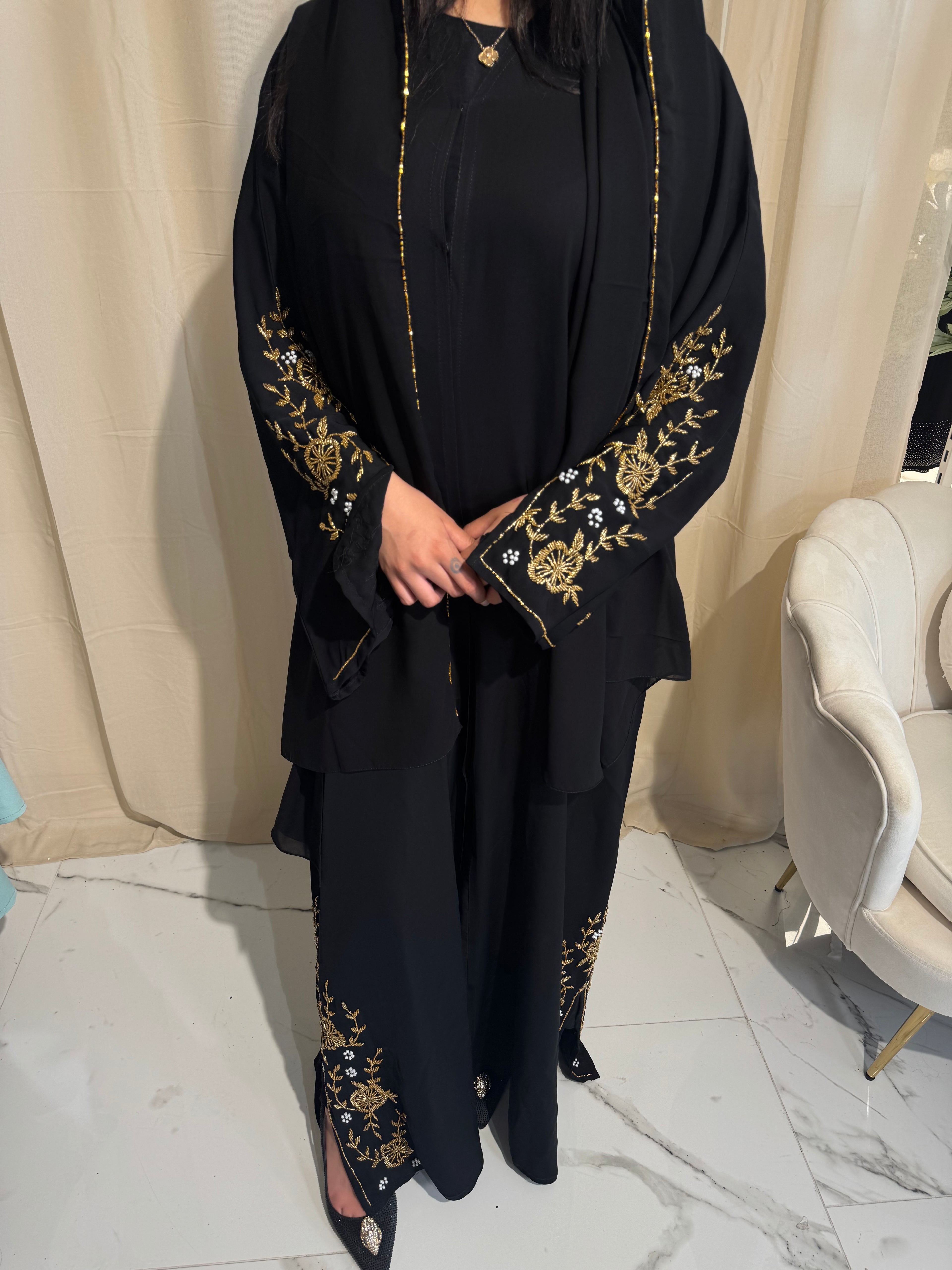 Gold Beaded Abaya