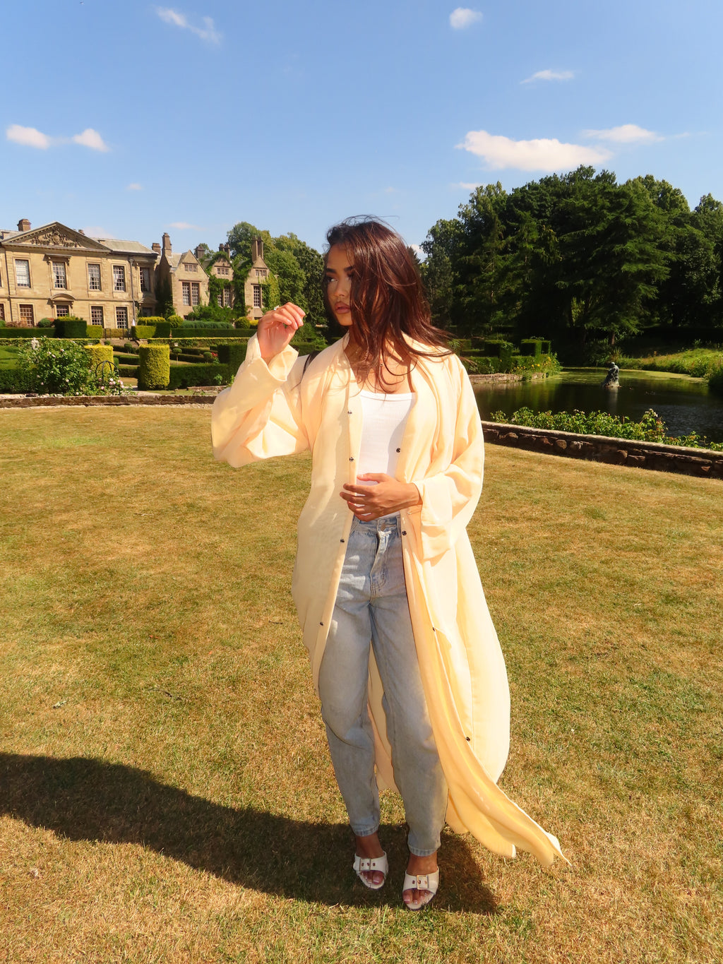Butter Yellow Double Chiffon Abaya