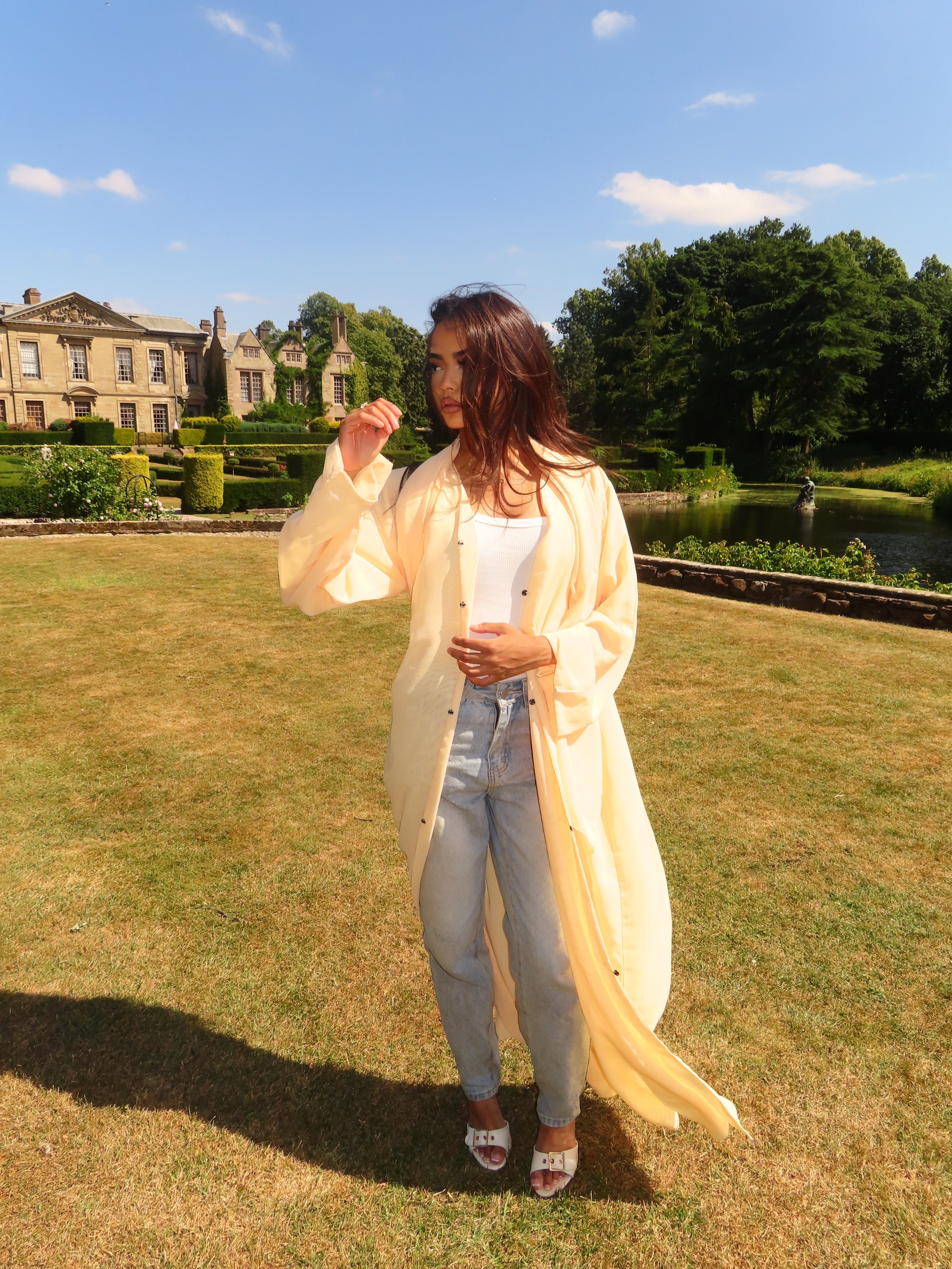 Butter Yellow Double Chiffon Abaya
