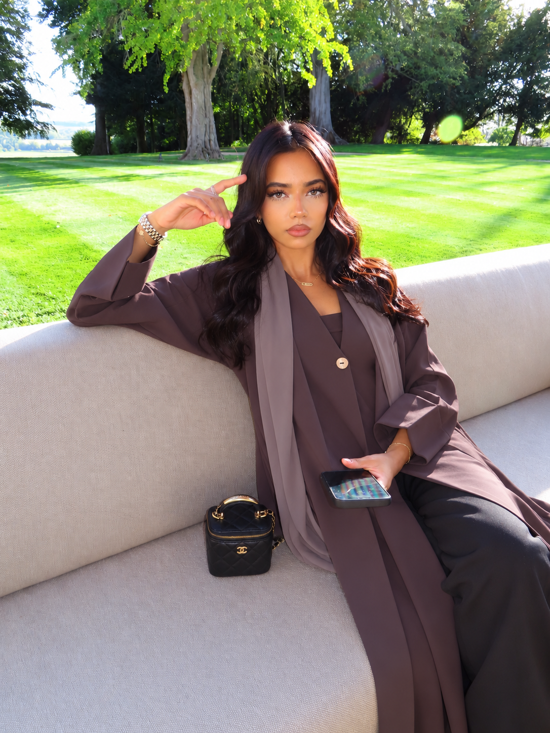 Warm Grey Abaya Coat & Hijab