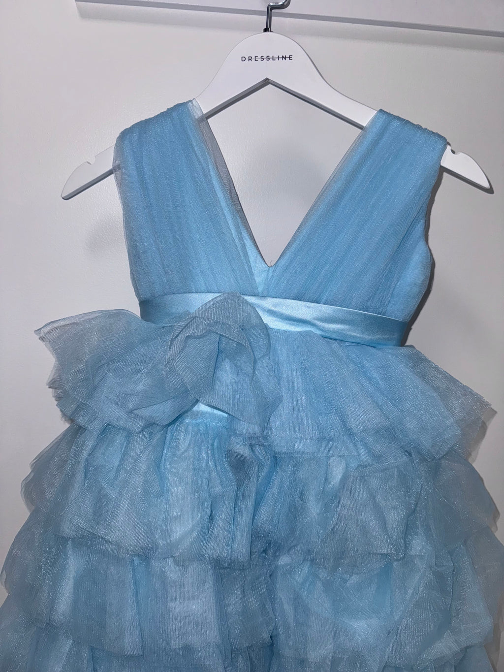 Blue layered tulle dress