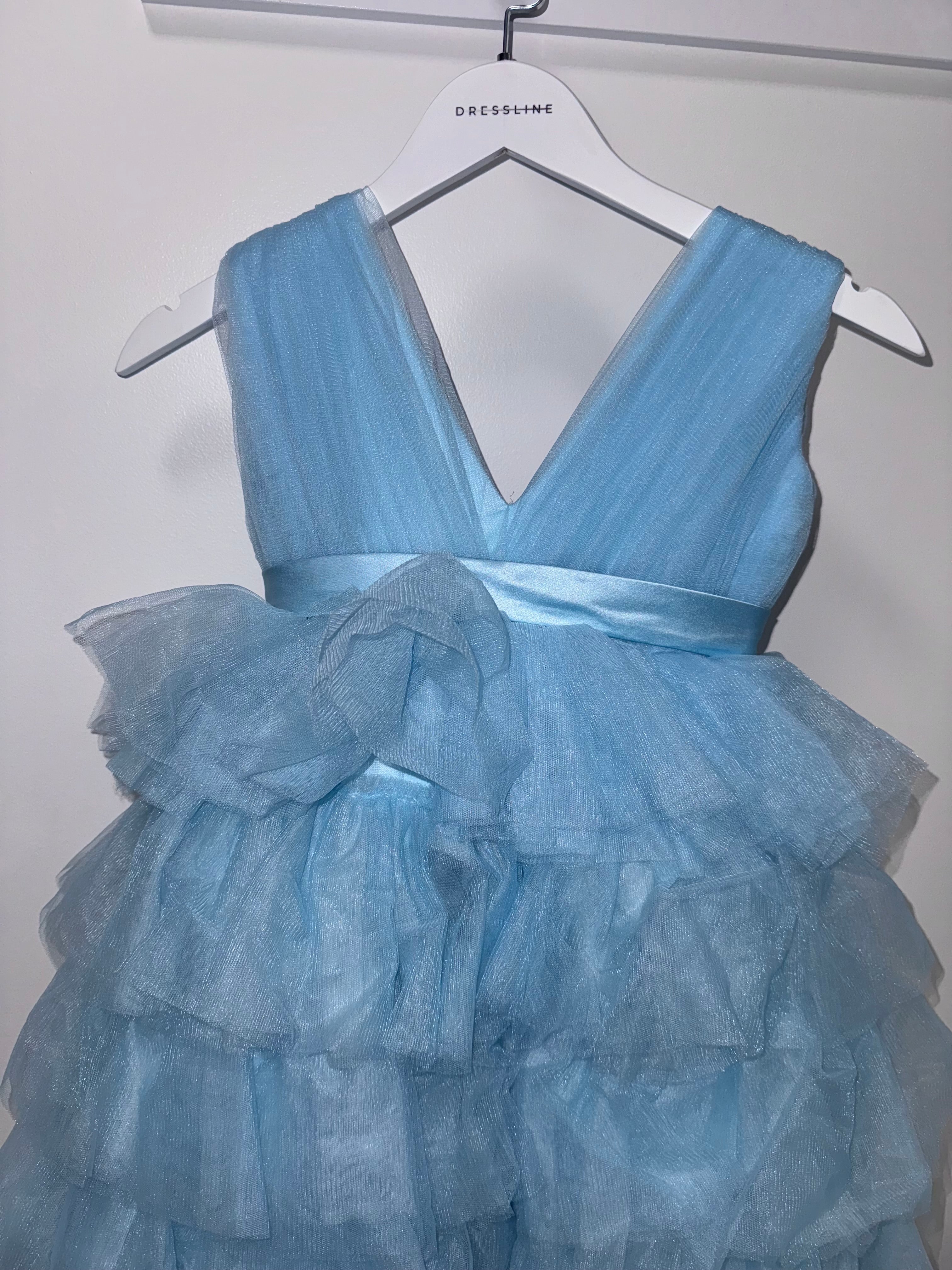 Blue layered tulle dress