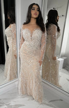 Load image into Gallery viewer, White/nude pearl dress
