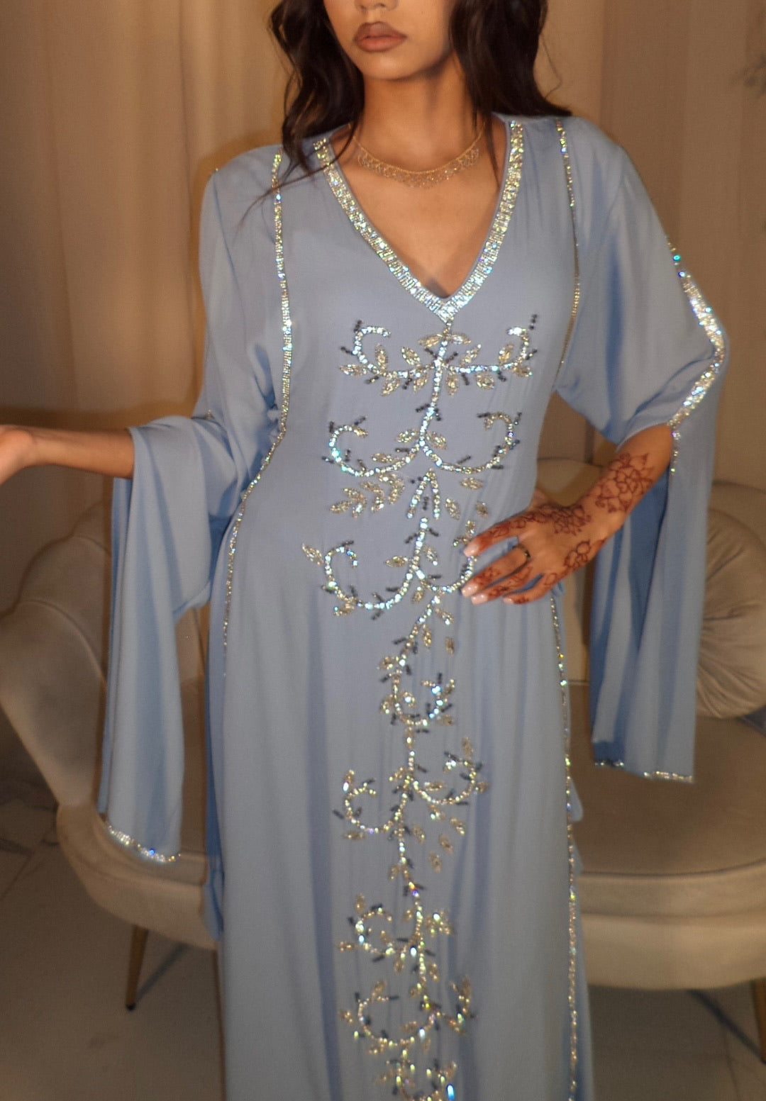 Pale Blue Corset Emirati Dress