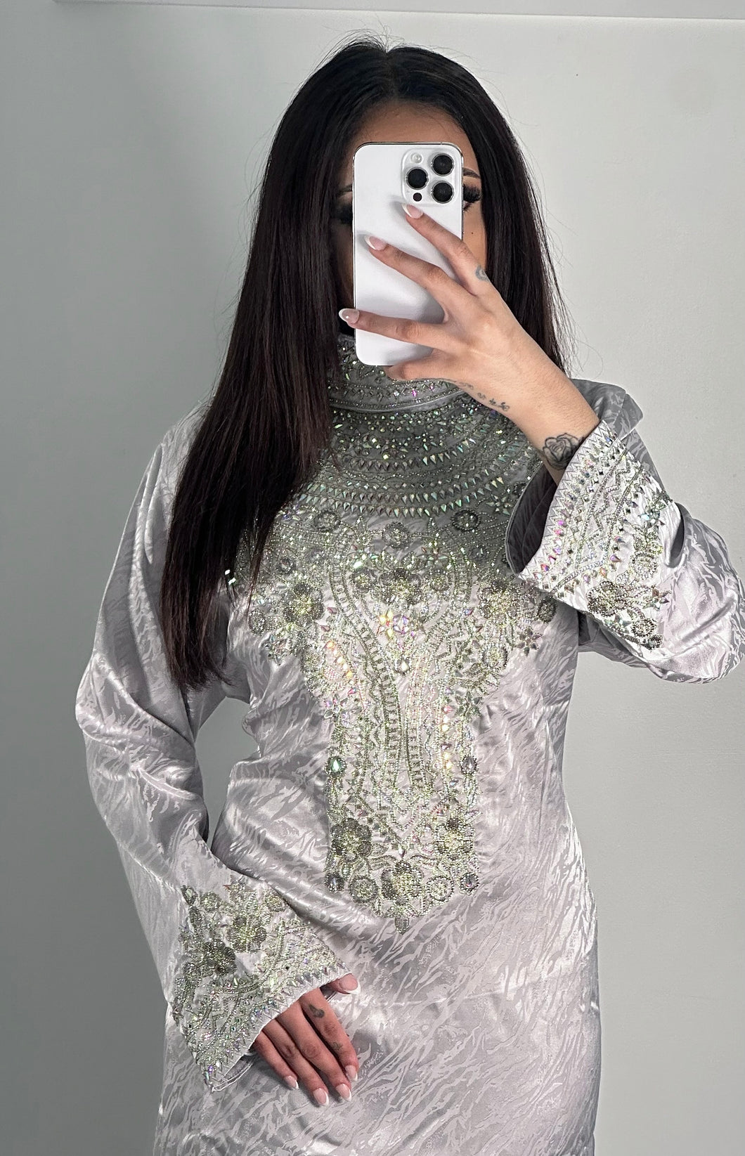 Luxury Silver embellished  Makhawer