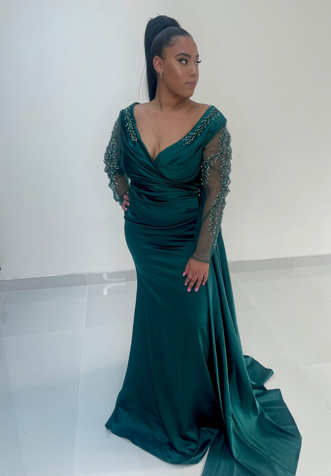 Long sleeve satin Dress