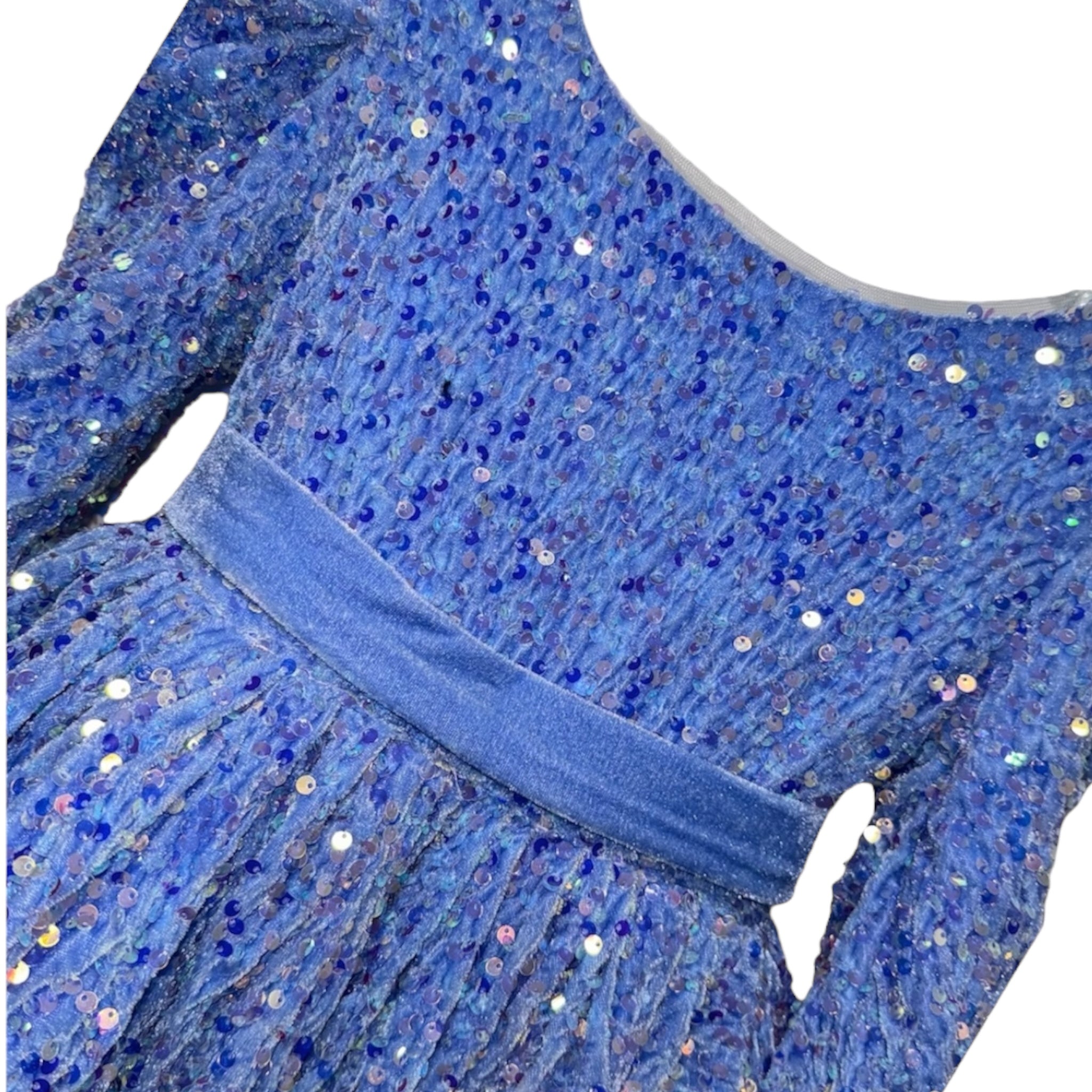 Blue velour sequin dress