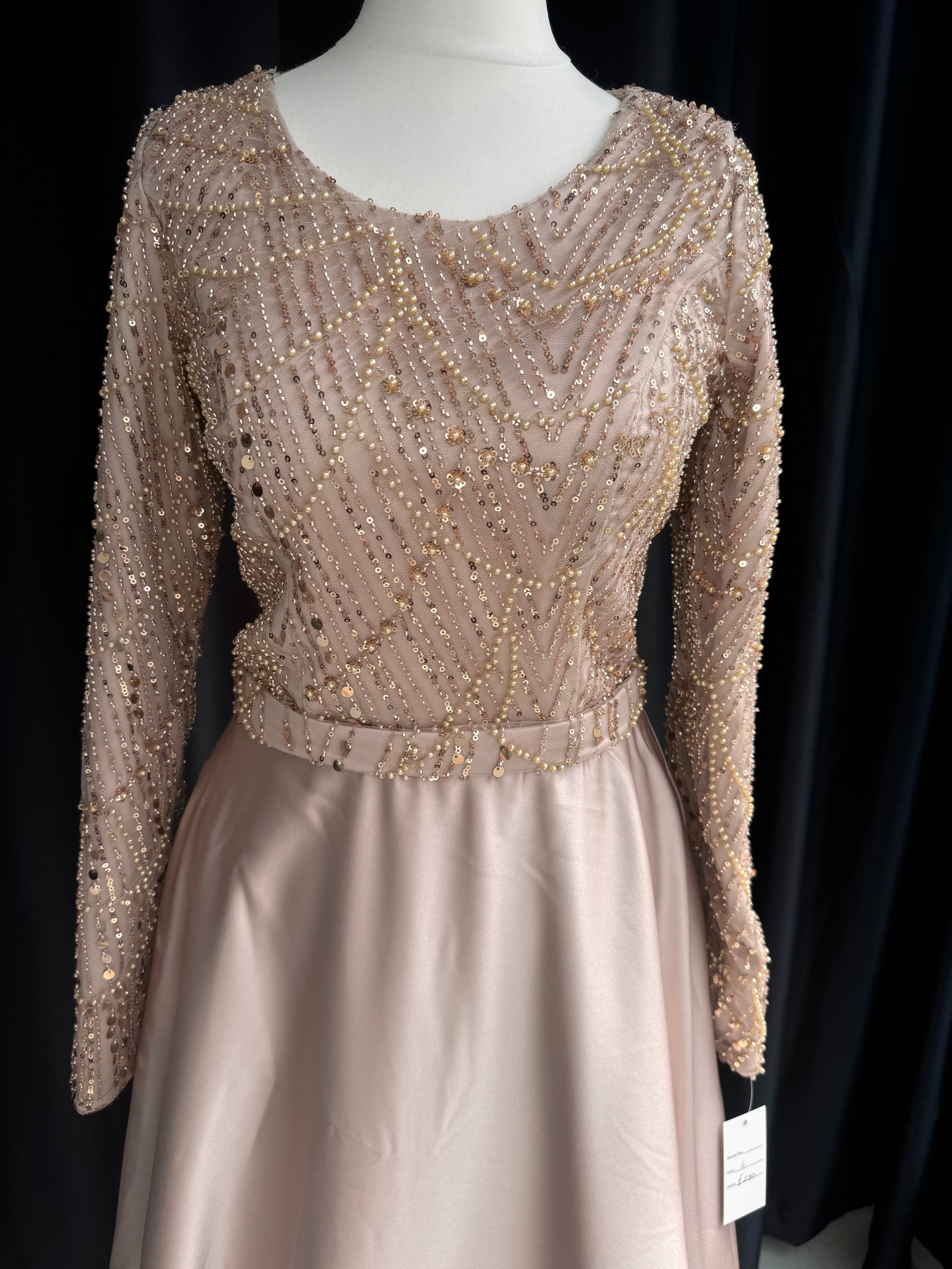 Embellished Gold Satin Dress