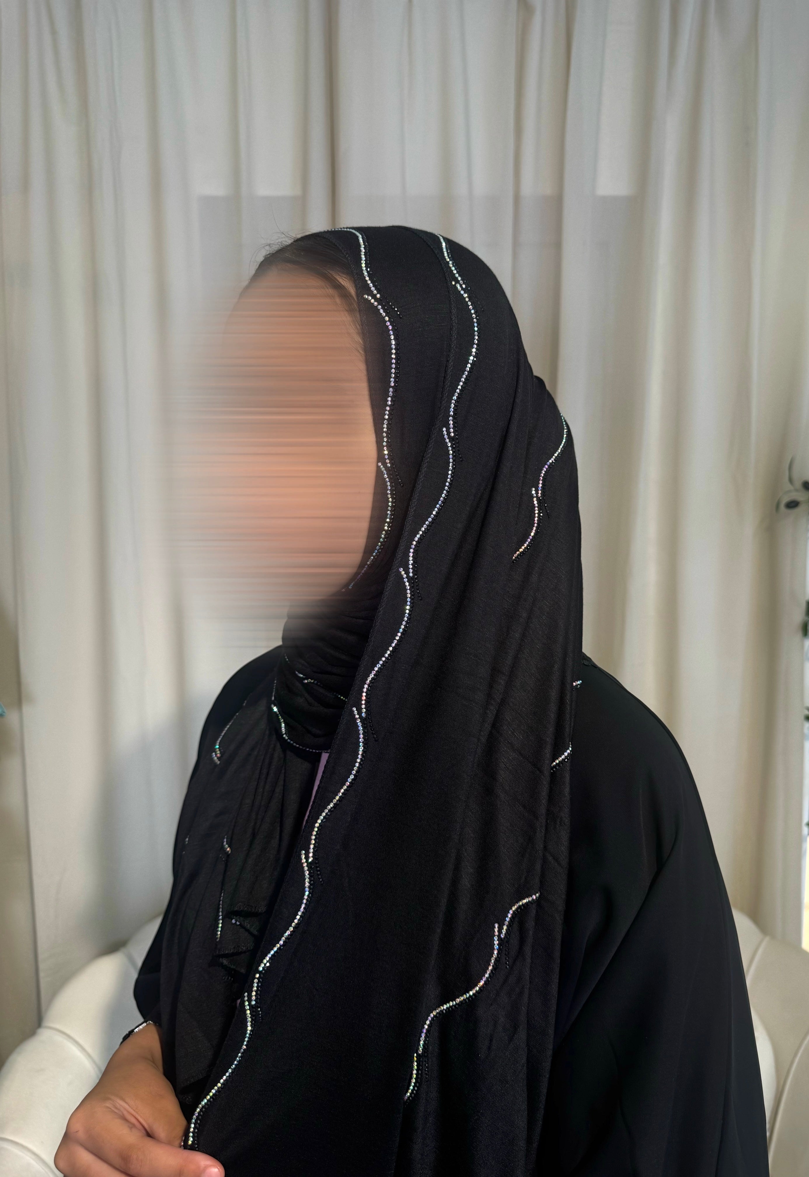 Premium Black Jersey Embellished Hijab