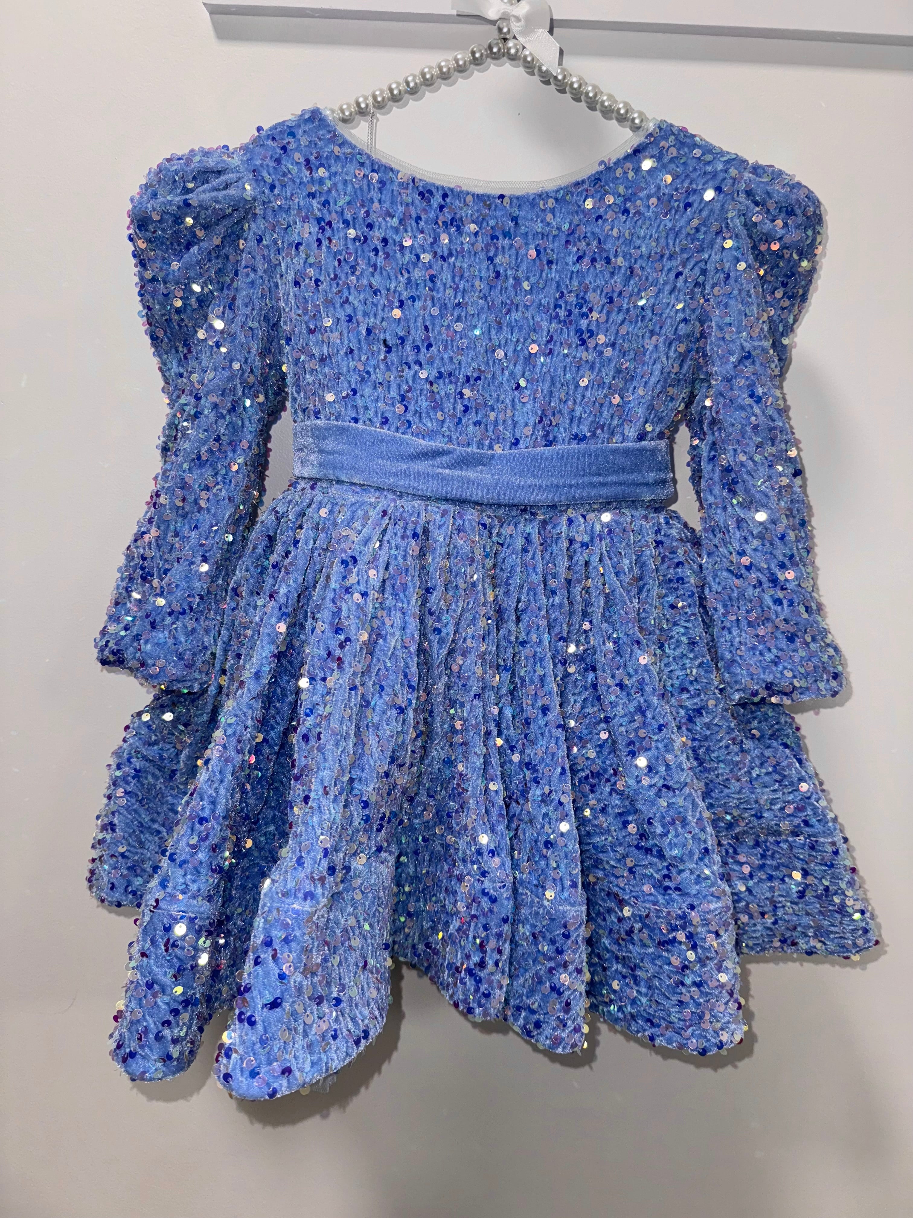 Blue velour sequin dress