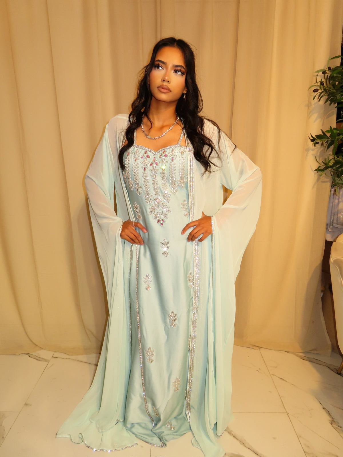 VIP Icy Blue Corset Emirati Dress