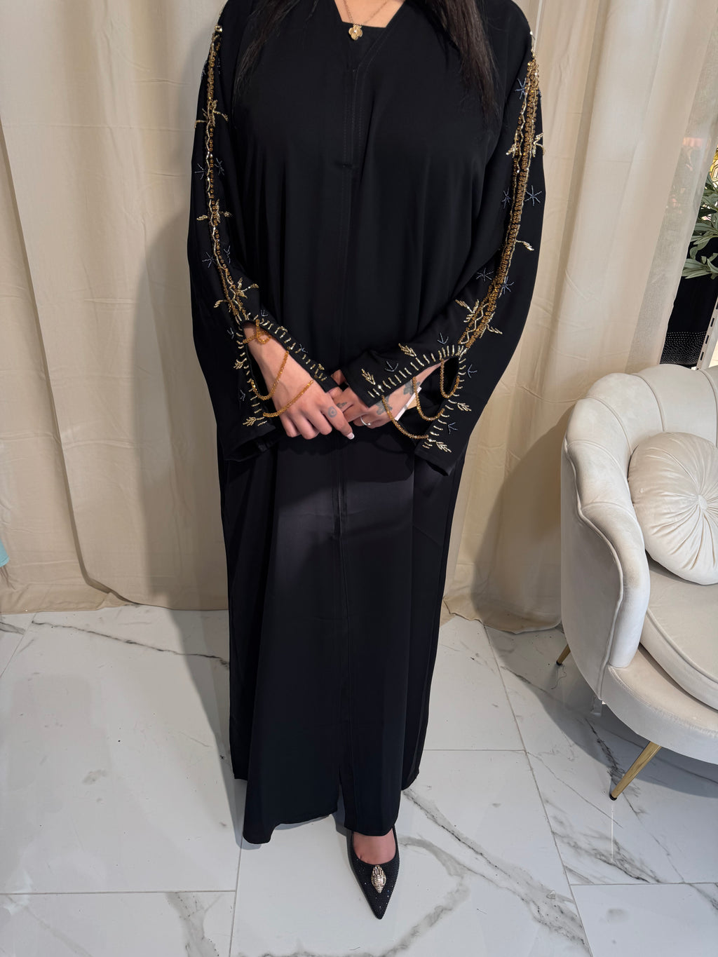 Gold Beaded Abaya