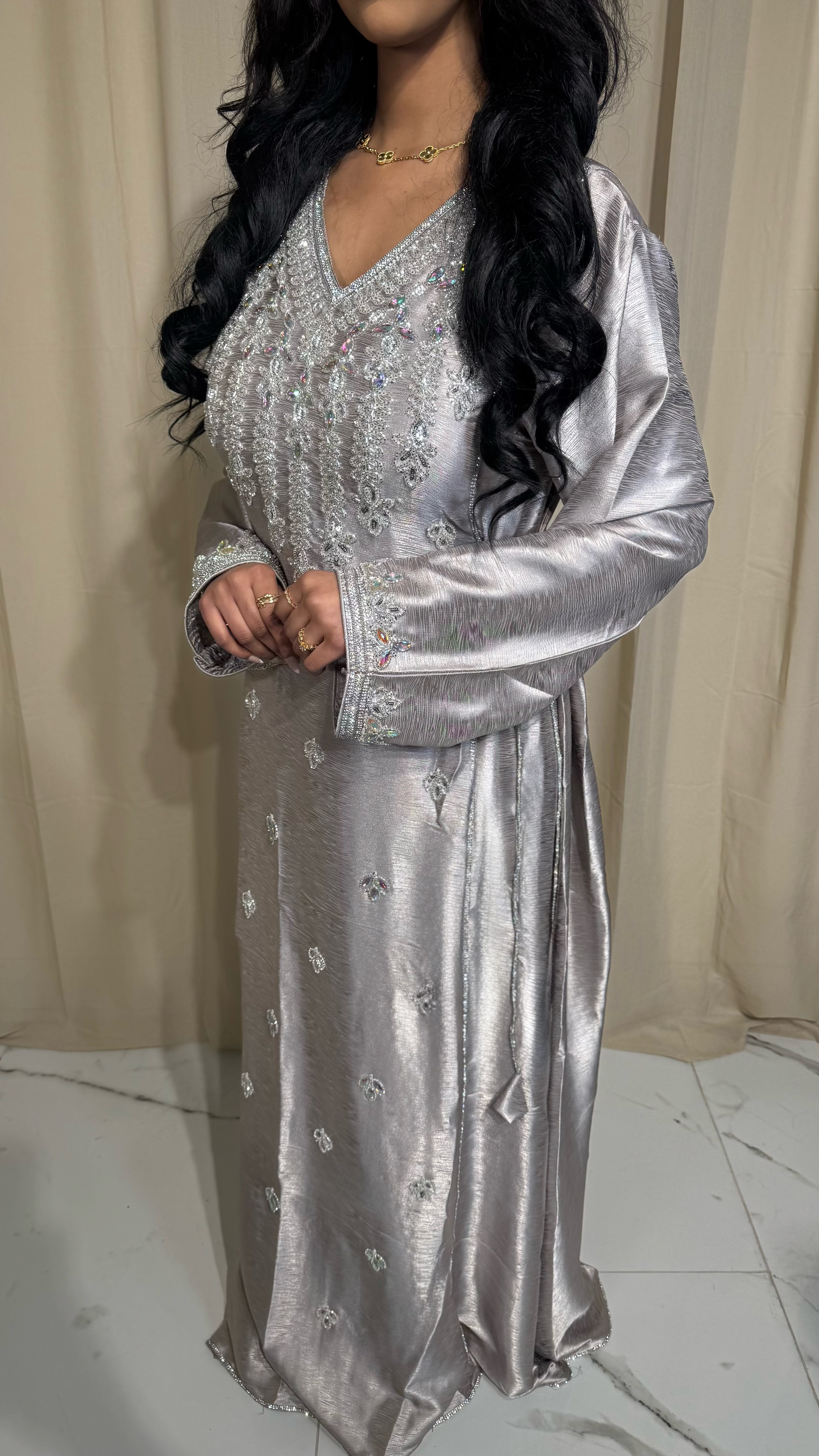 Silver Corset Emirati Dress