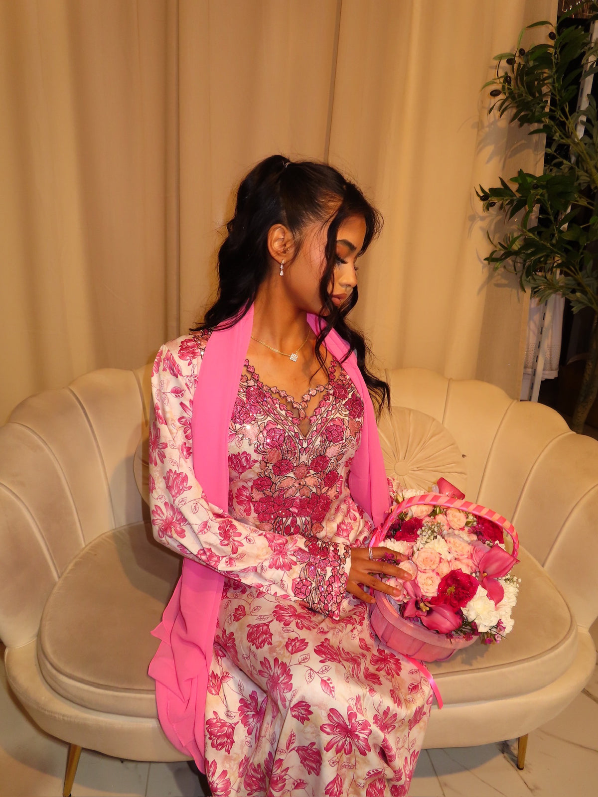 Pink Flower Cut Out Makhawer & Sheila