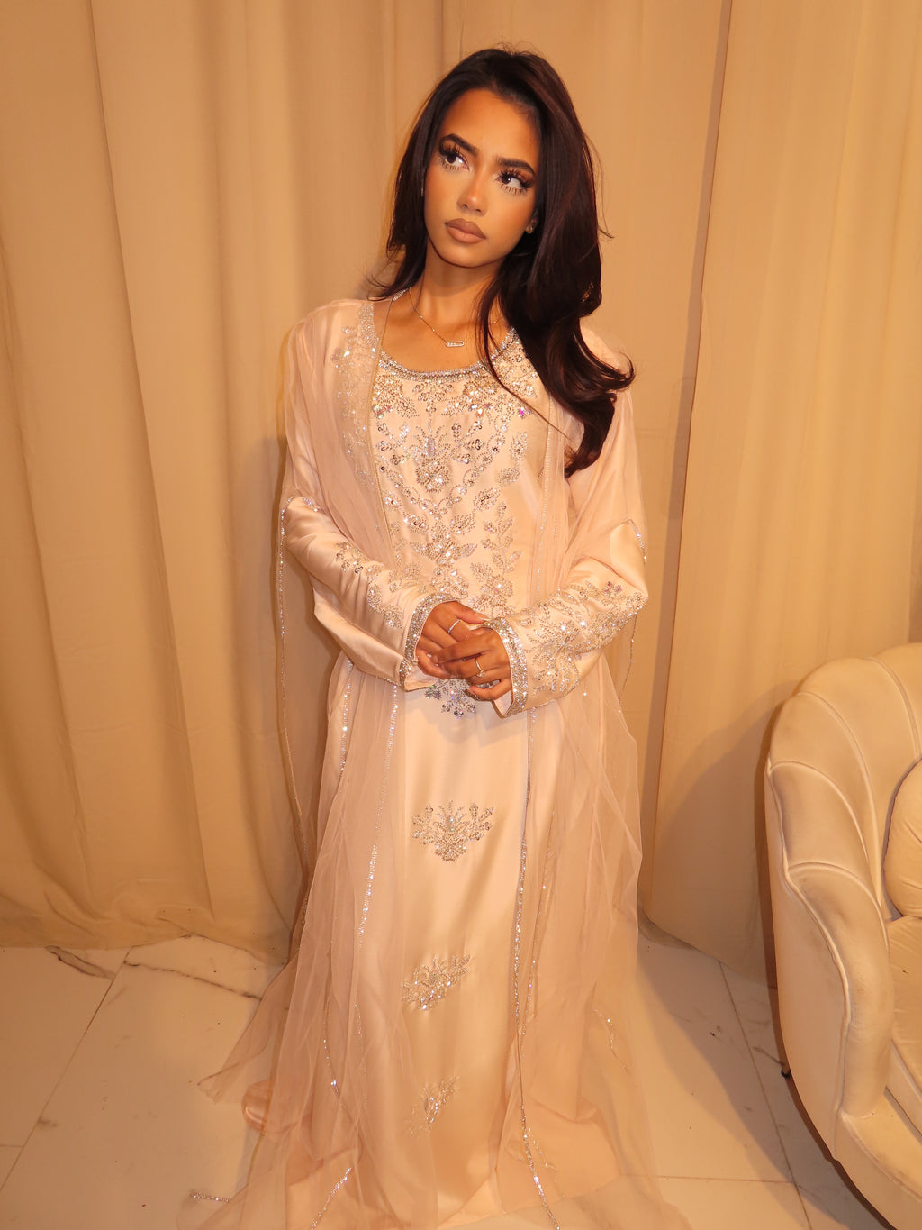 *VIP*Light Pink Emirati Corset Dress