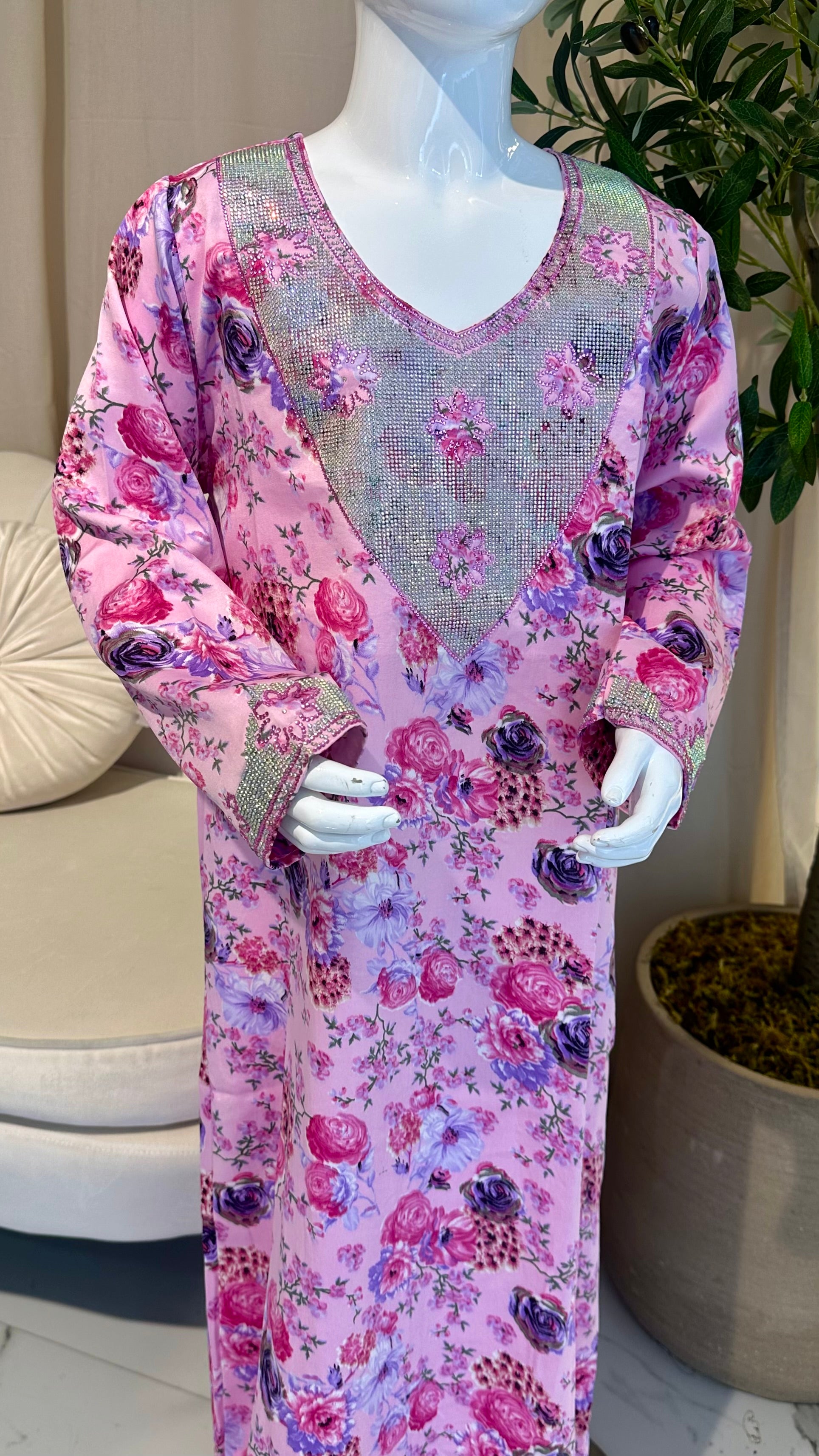 Pink kids Floral Makhawer