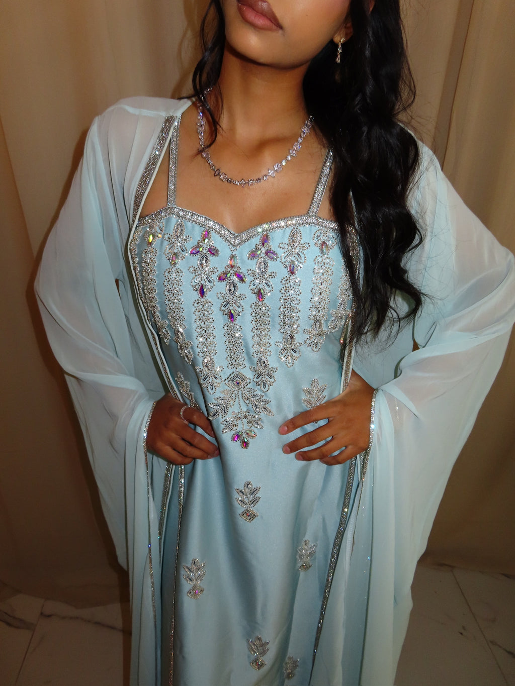 VIP Icy Blue Corset Emirati Dress
