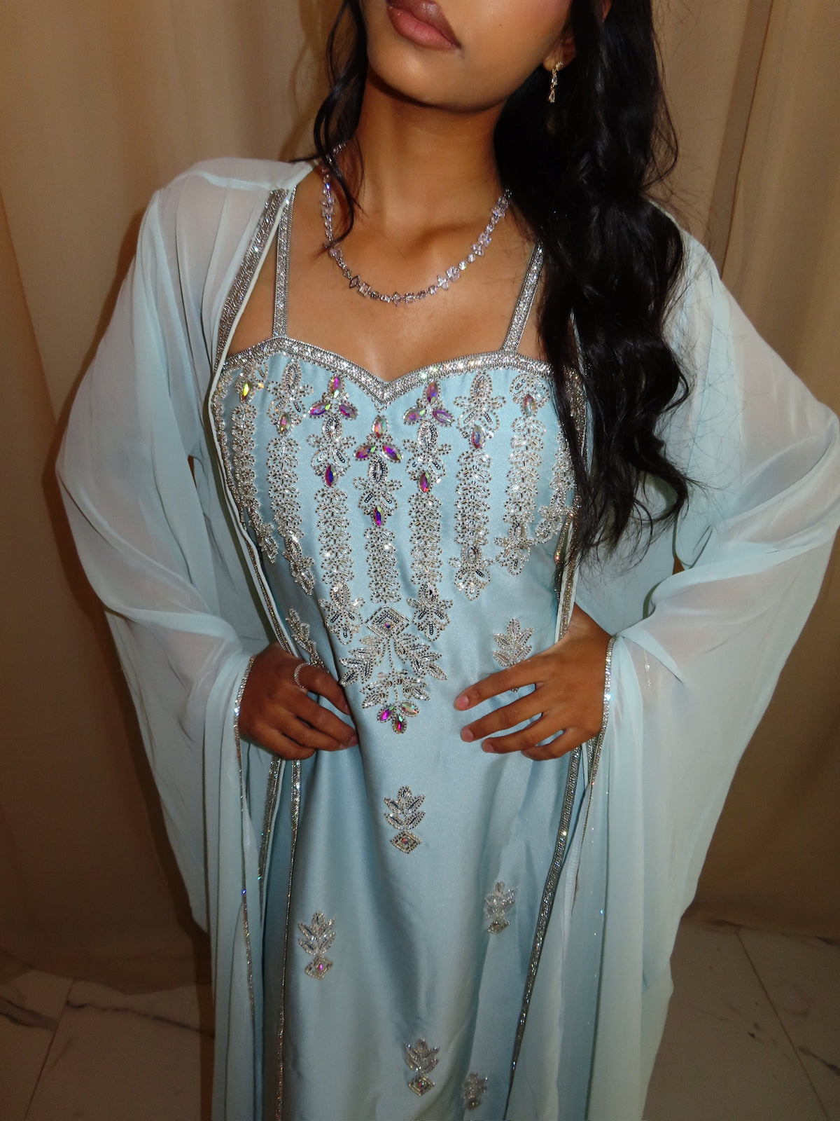 VIP Icy Blue Corset Emirati Dress