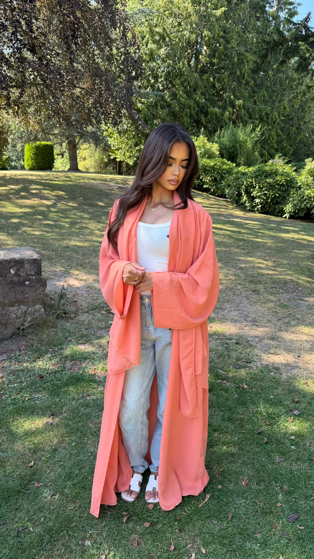 Orange Double Chiffon Abaya