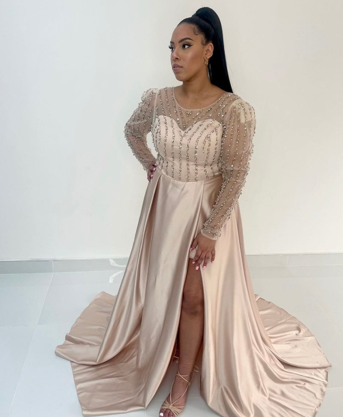 Beaded Satin Dress