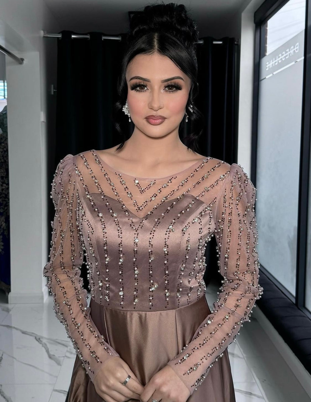 Beaded Satin Dress