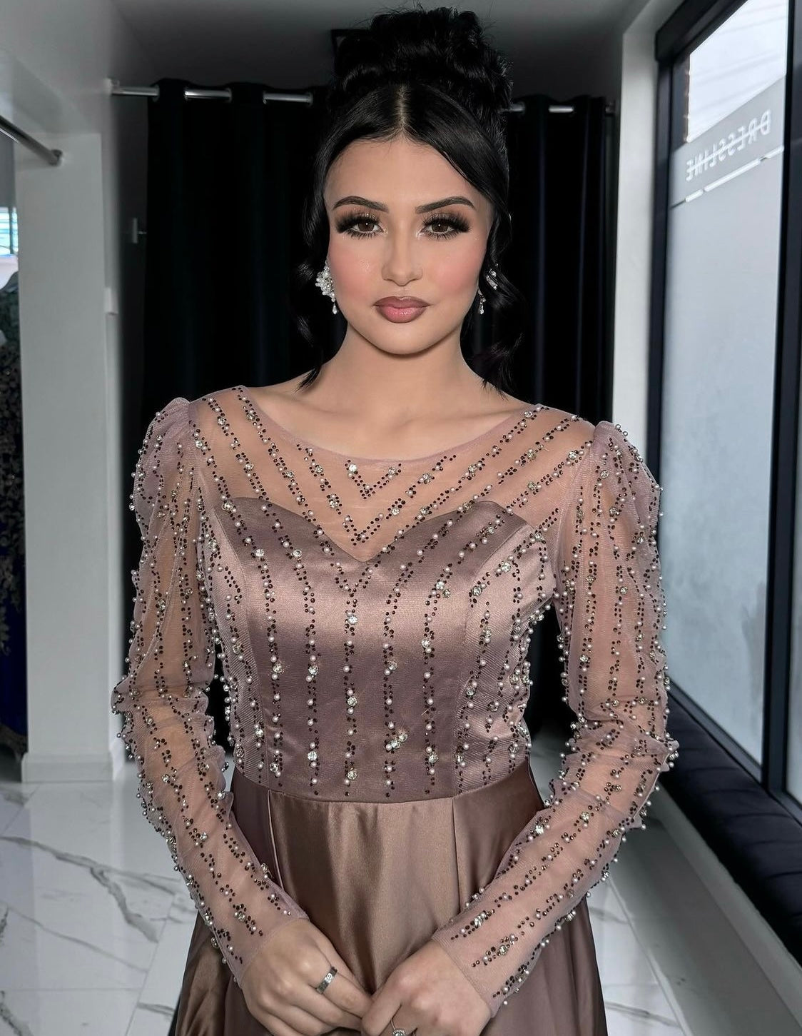 Beaded Satin Dress