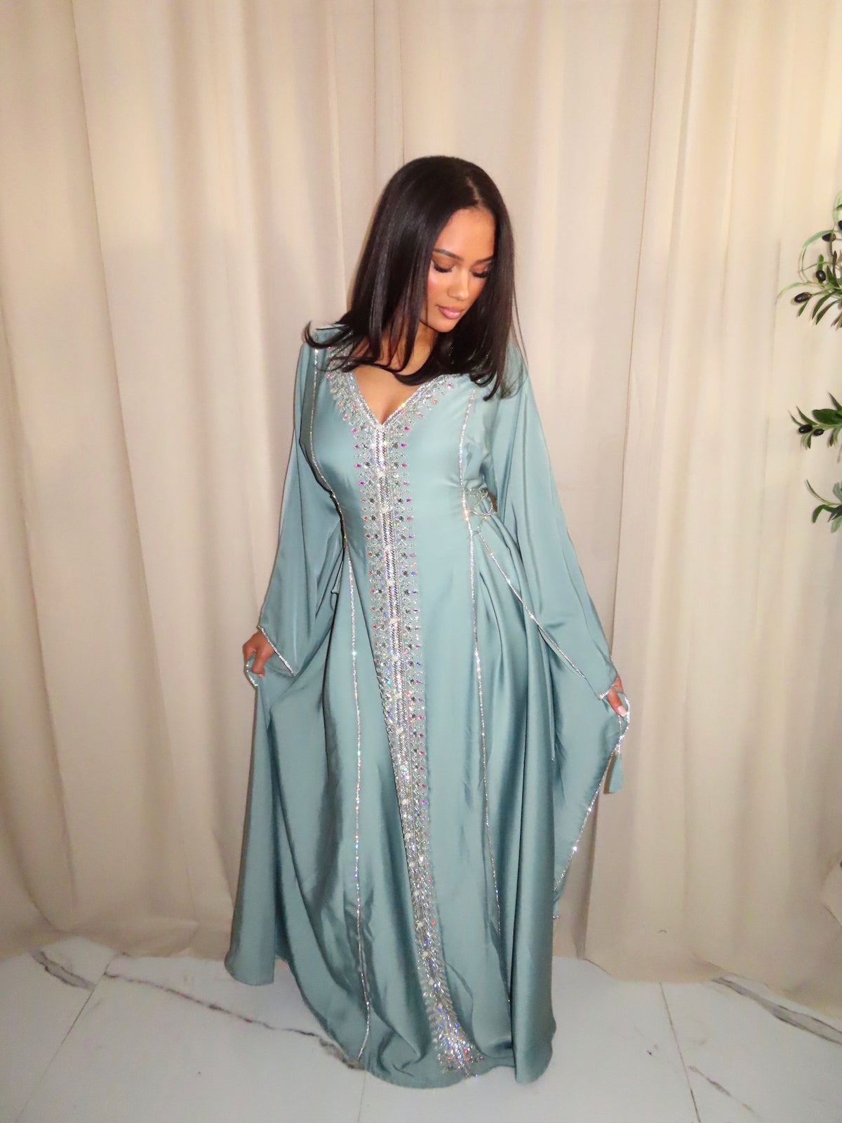 Sage Blue Corset Emirati dress