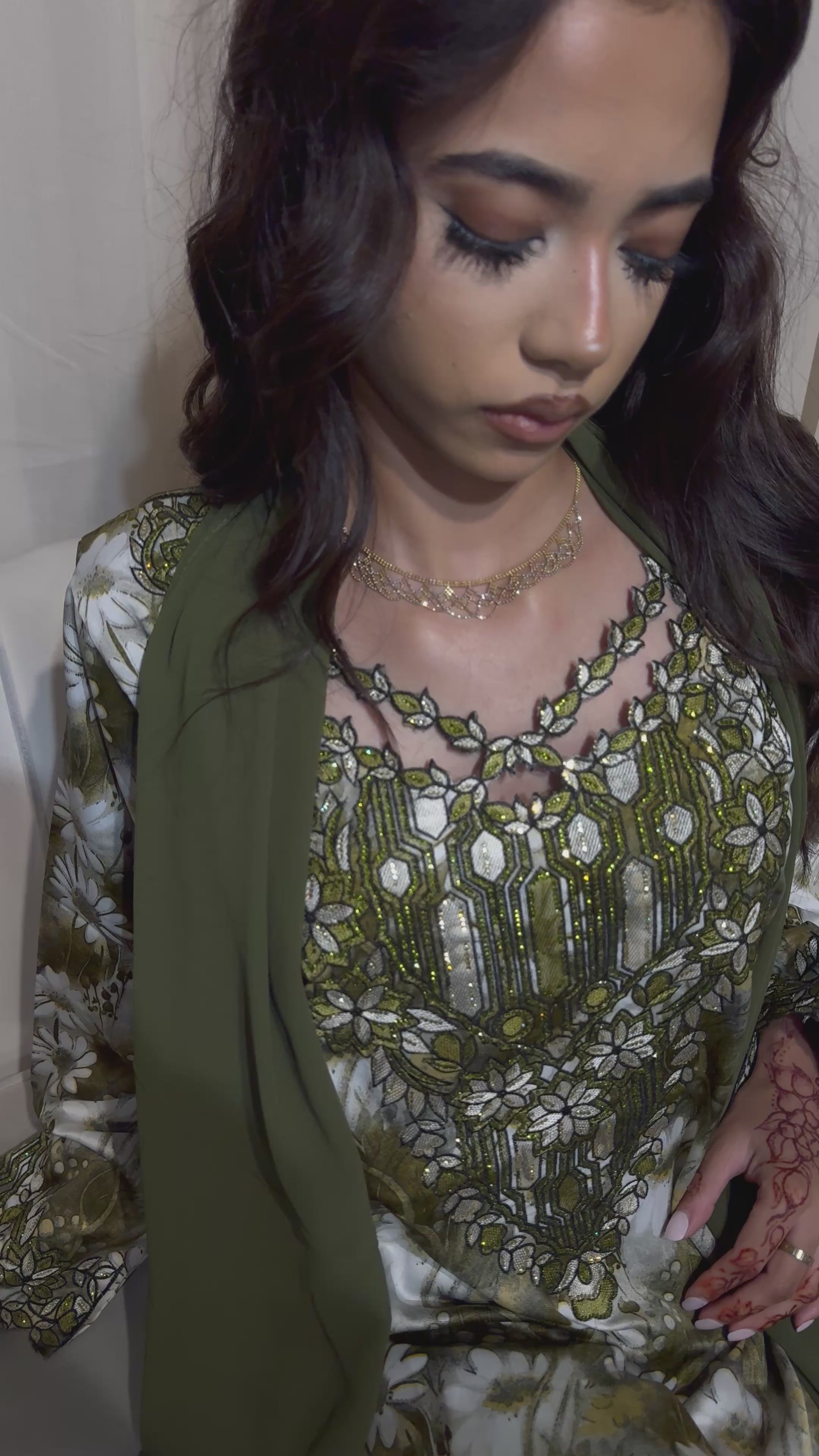 Olive Green Cut Out Makhawer & Sheila