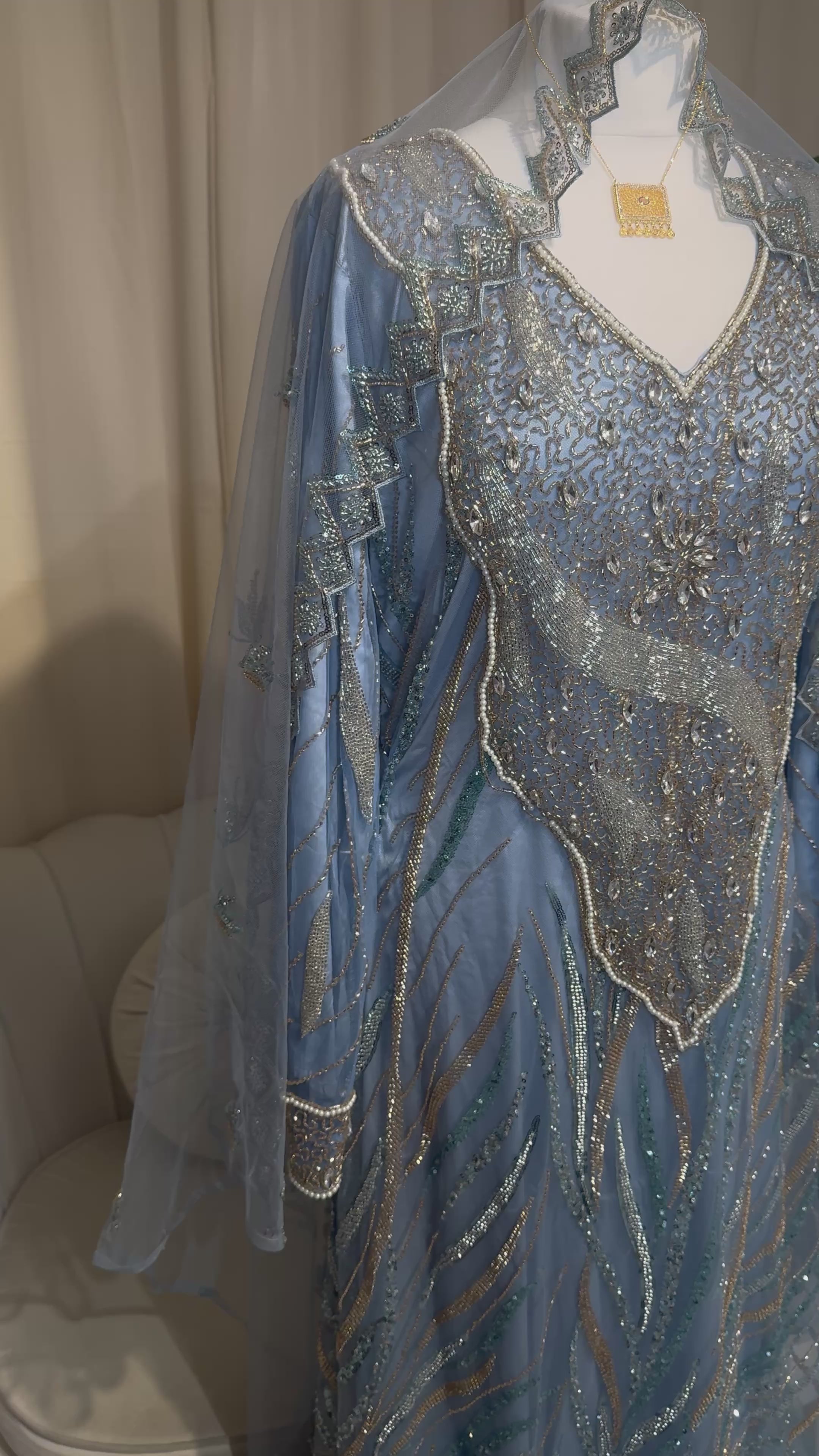 VIP Emirati Baby Blue Thobe & Veil