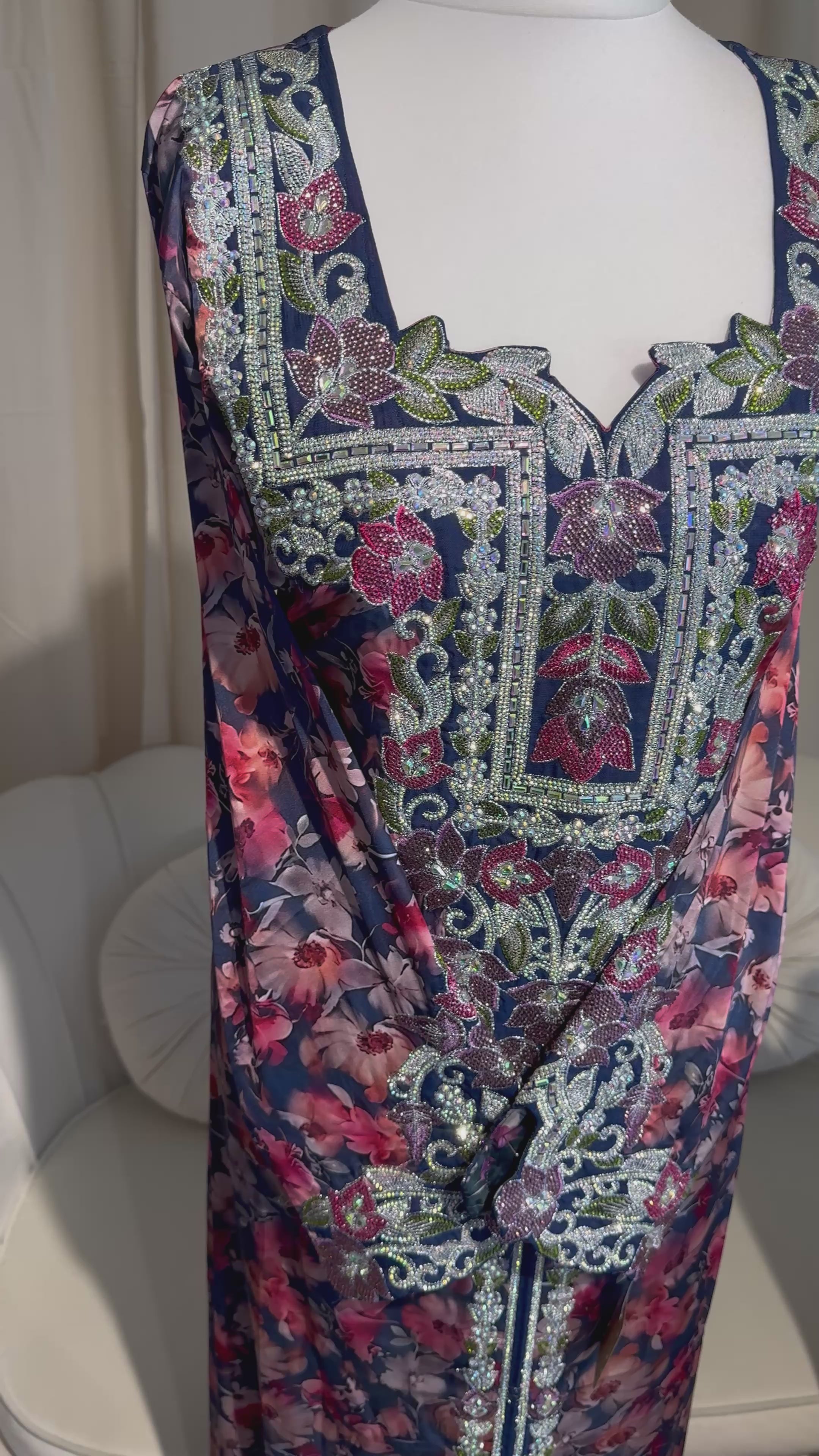 Premium Blue/multi Italian Silk Makhawer