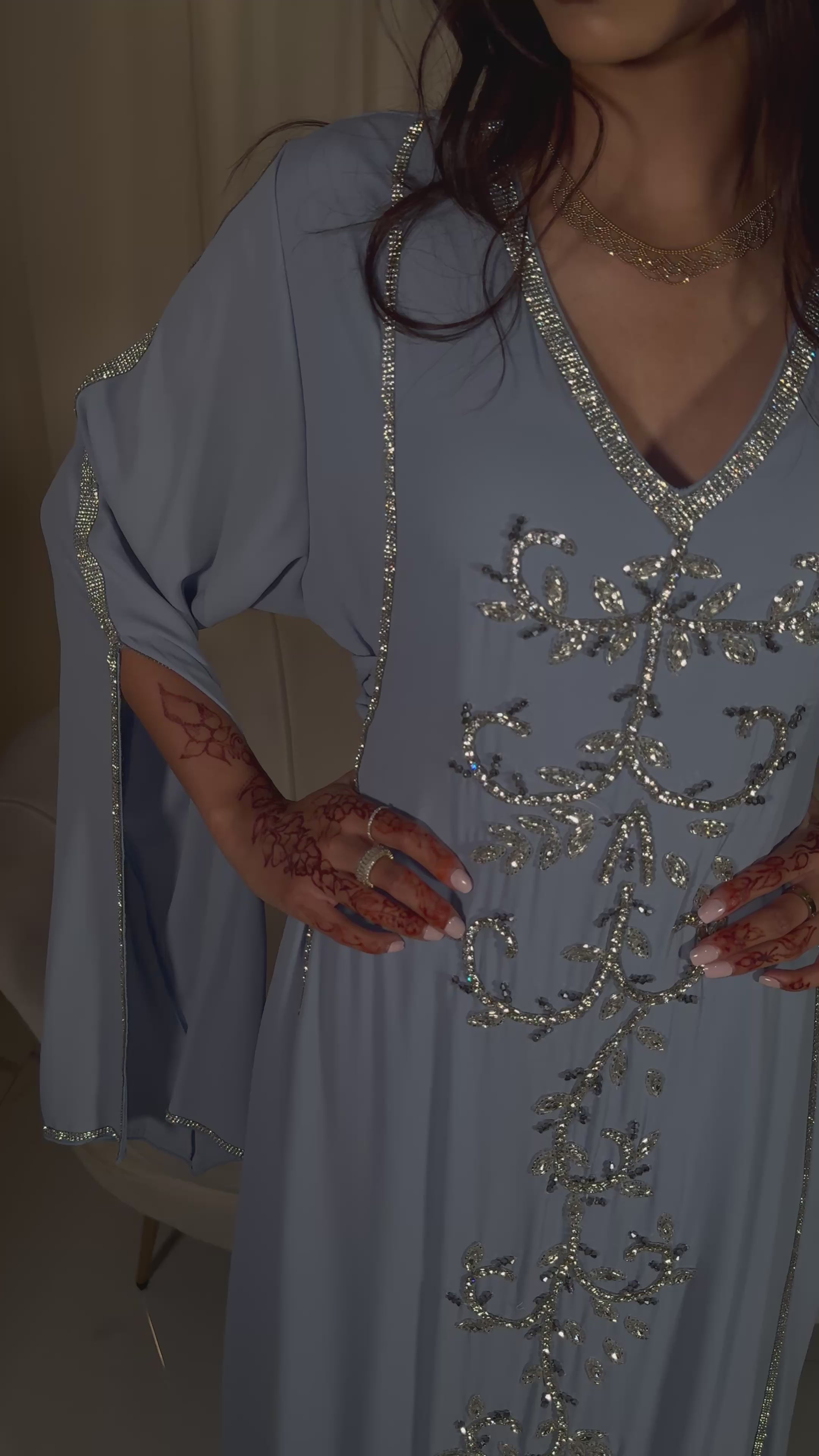 Pale Blue Corset Emirati Dress