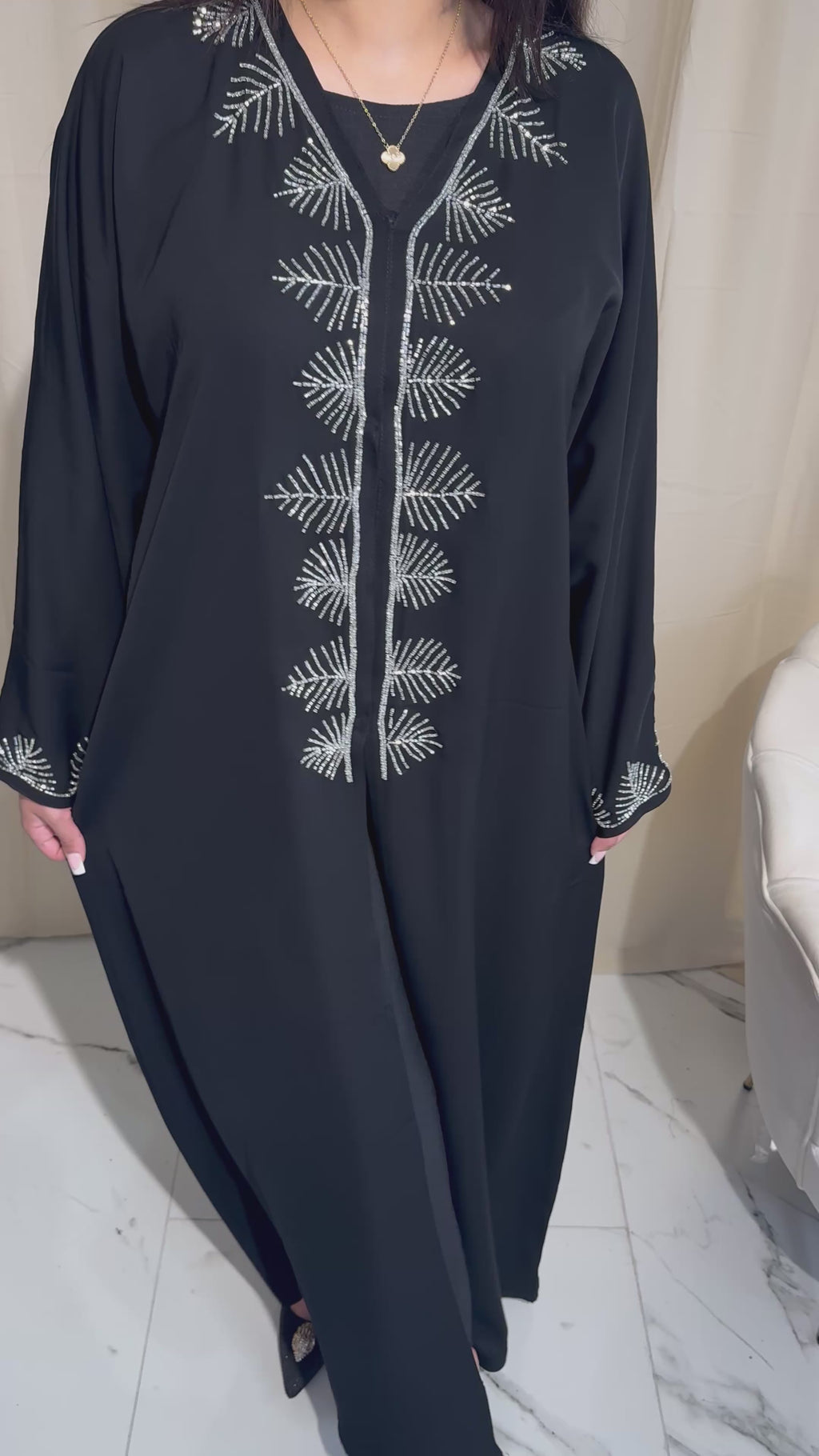 Silver Bead Abaya