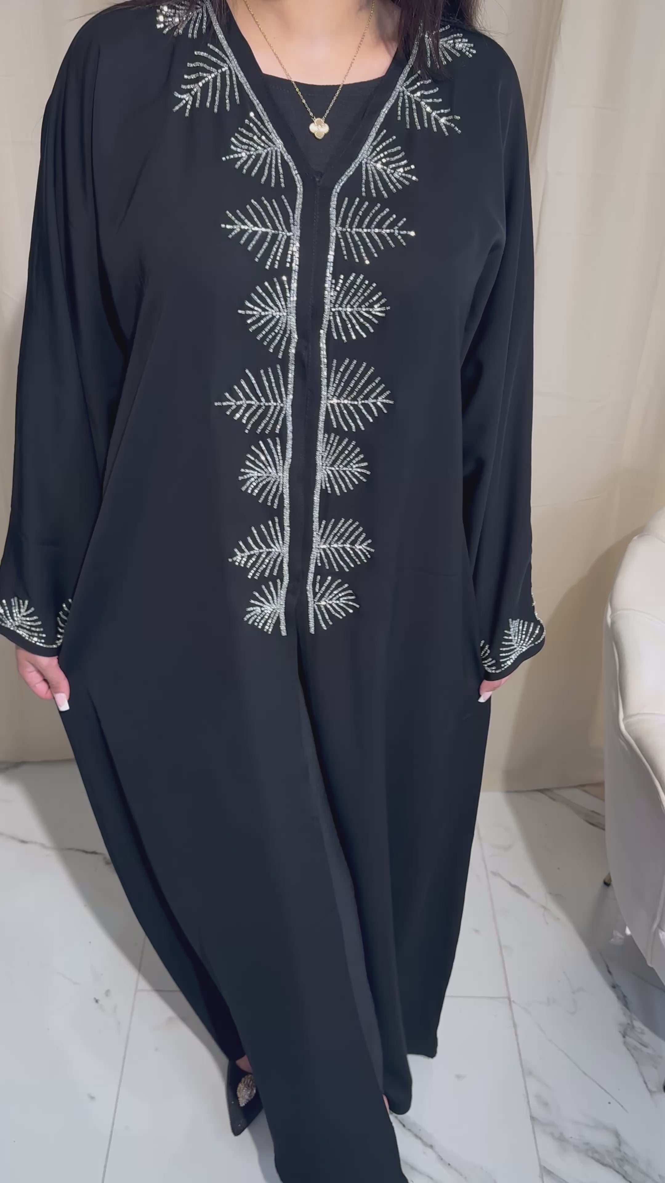 Silver Bead Abaya