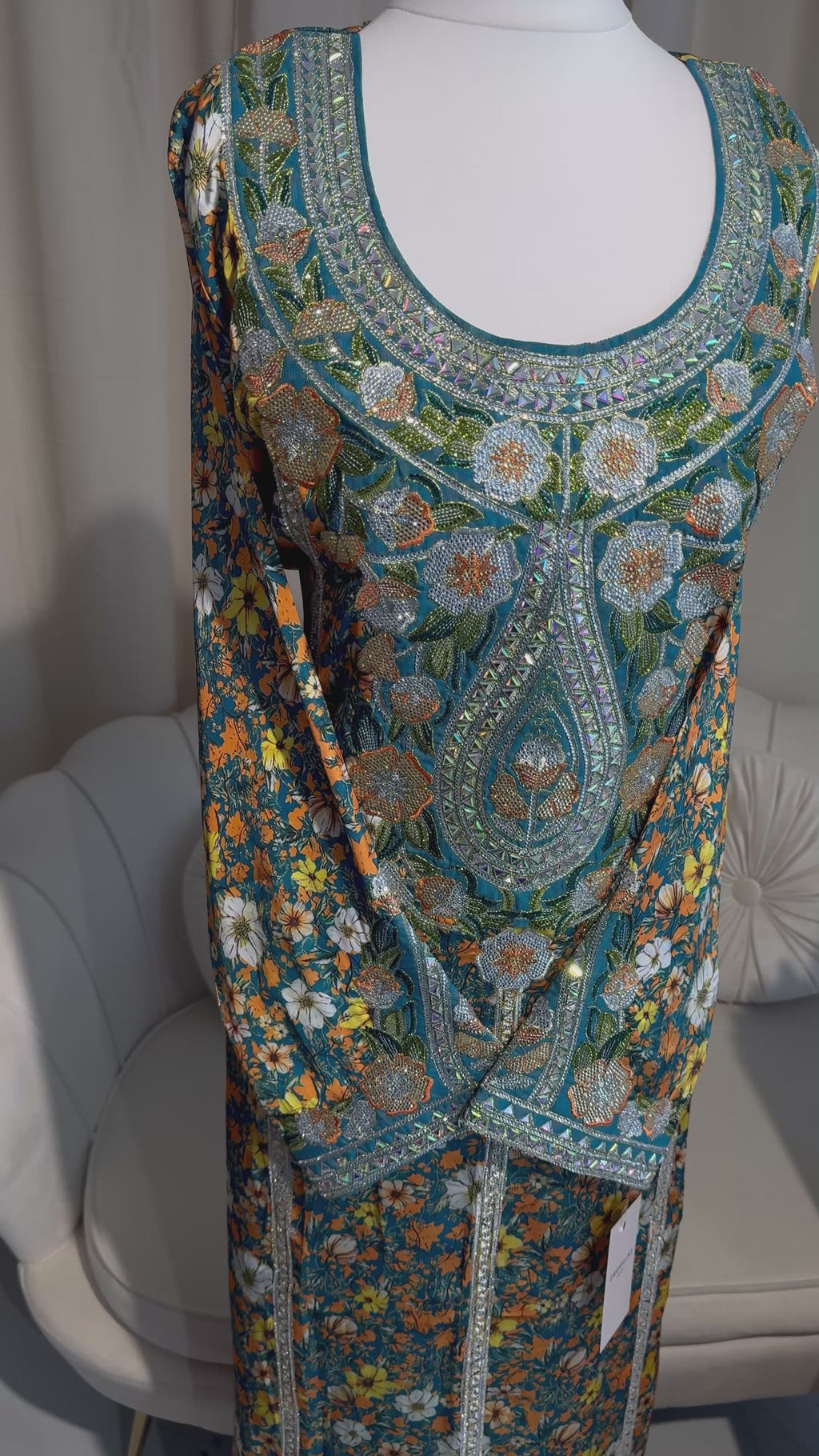 Premium Green/Multi Italian Silk Makhawer