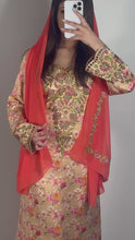 Load and play video in Gallery viewer, Peach floral Makhawer with sheila
