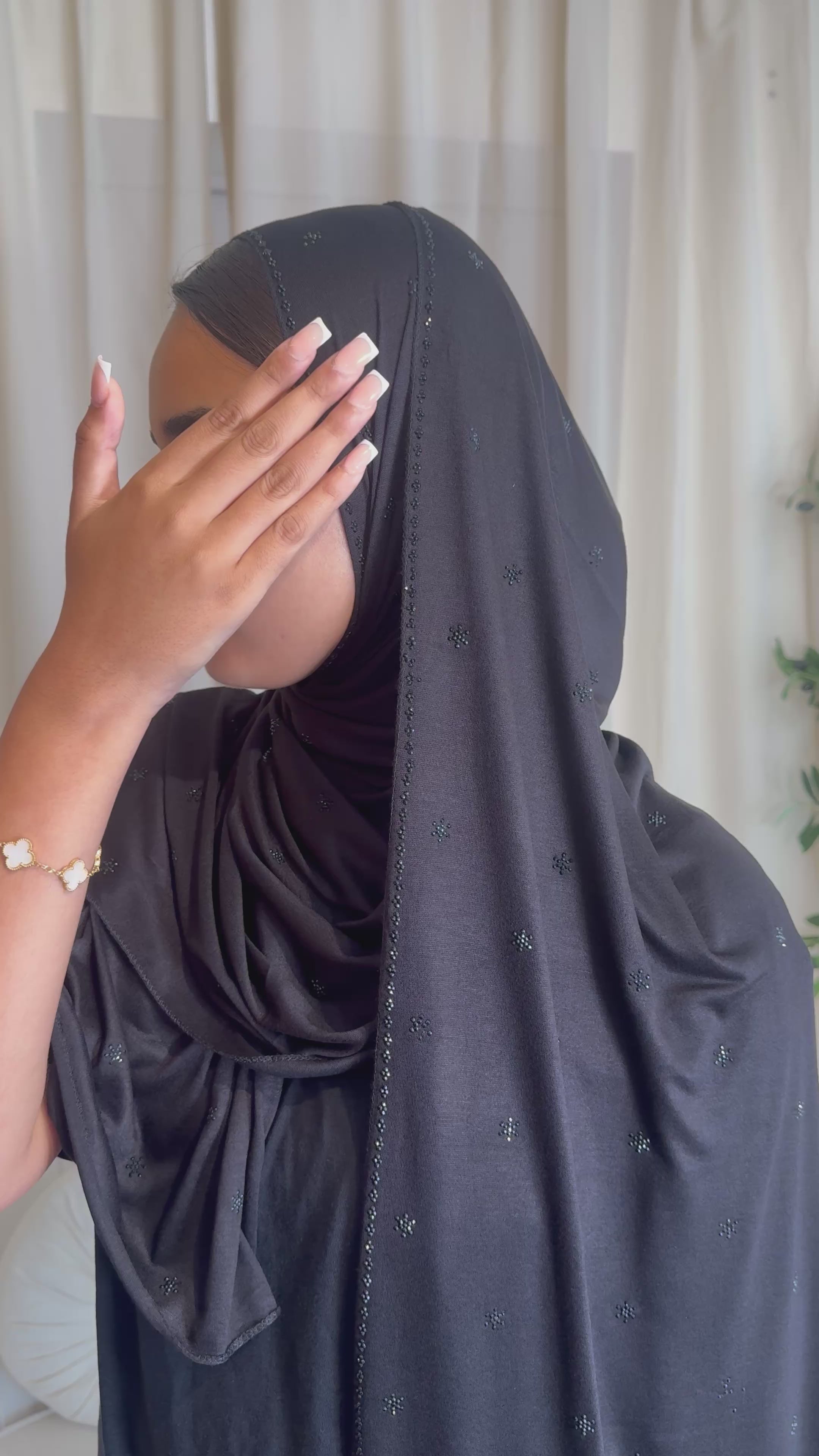 Black Embellished Hijab #3