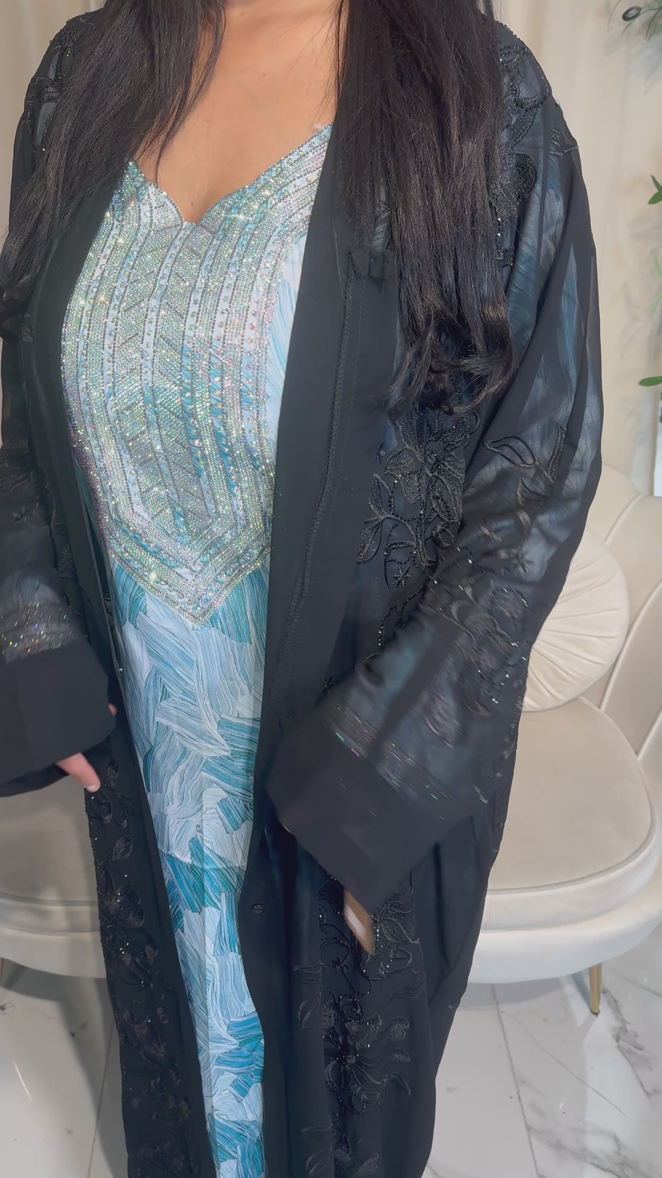 Single Chiffon Embellished Abaya