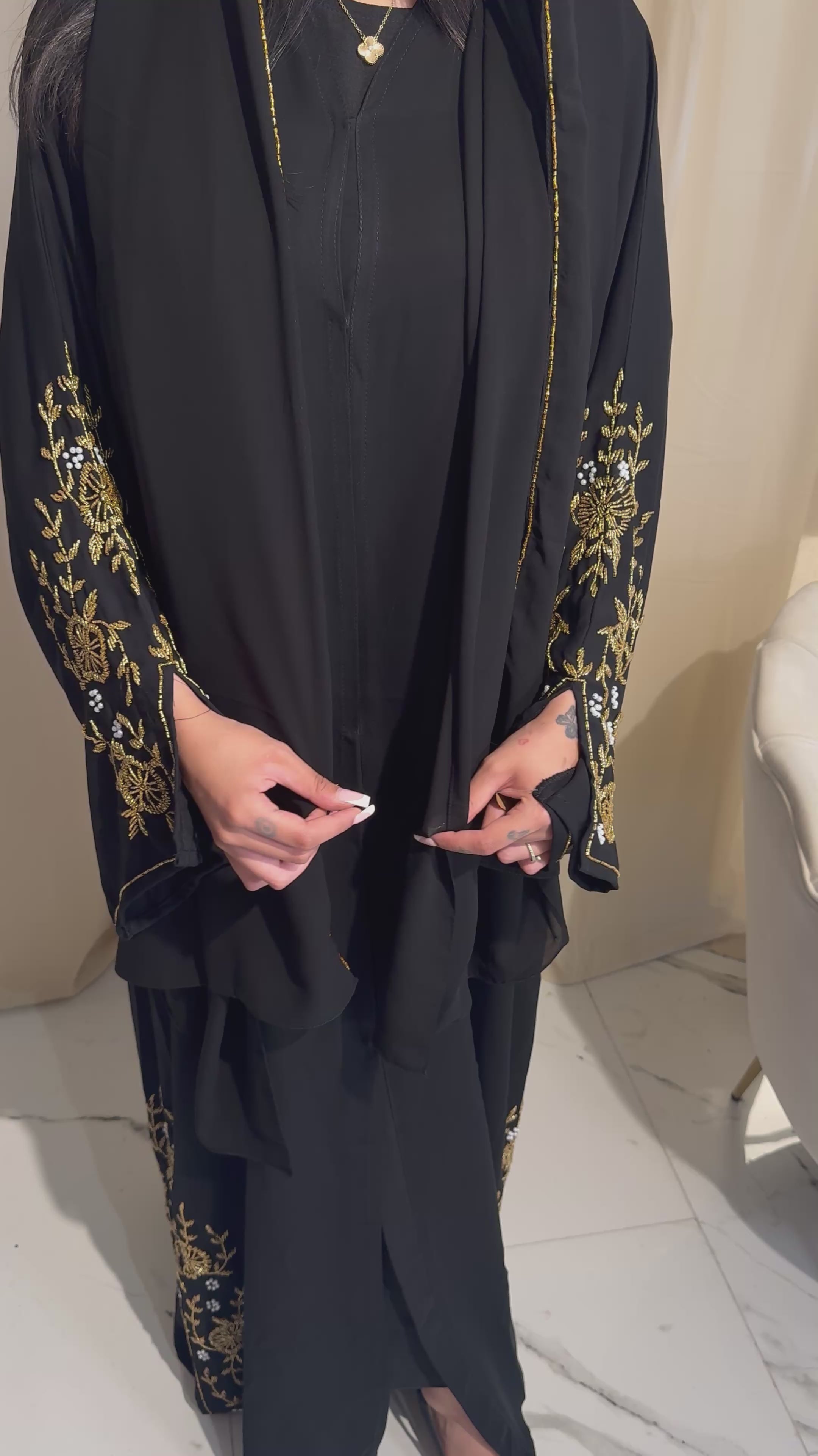 Gold Beaded Abaya
