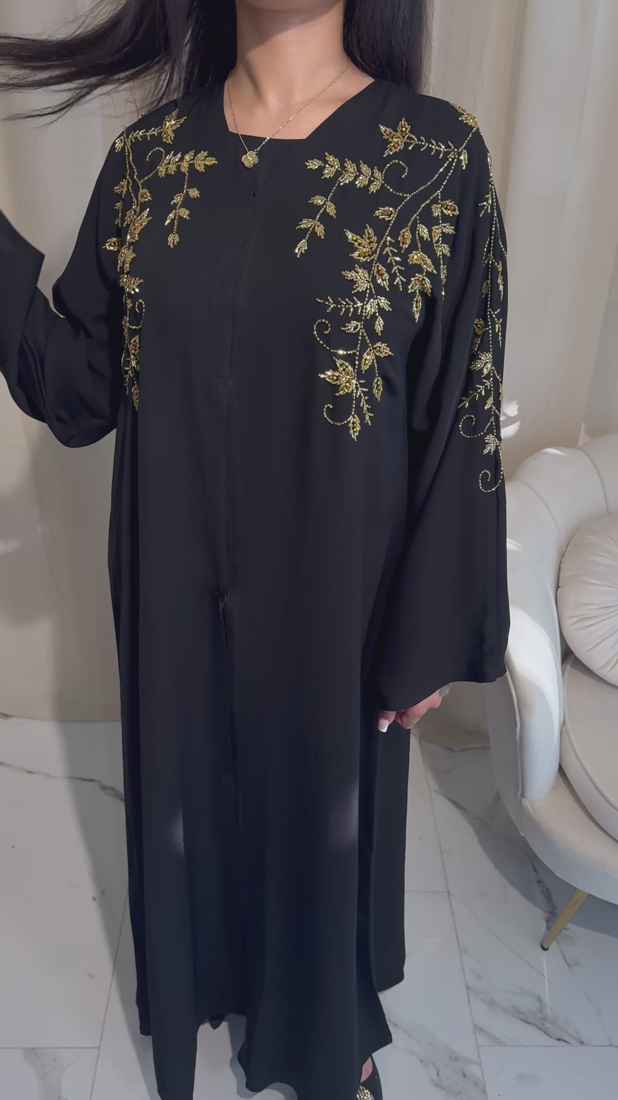 Gold Beaded Abaya