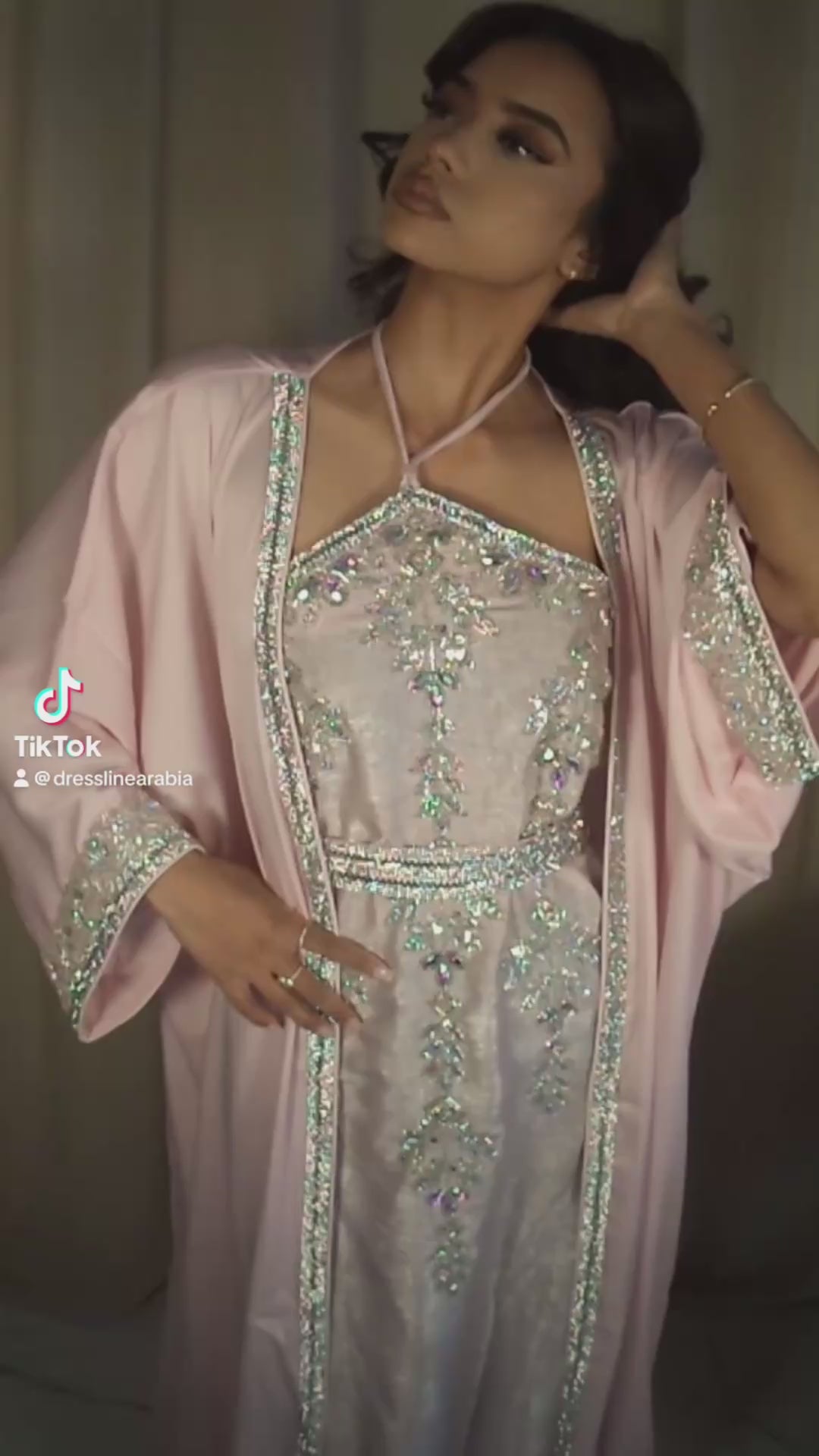 Baby Pink Emirati 3 Piece Dress