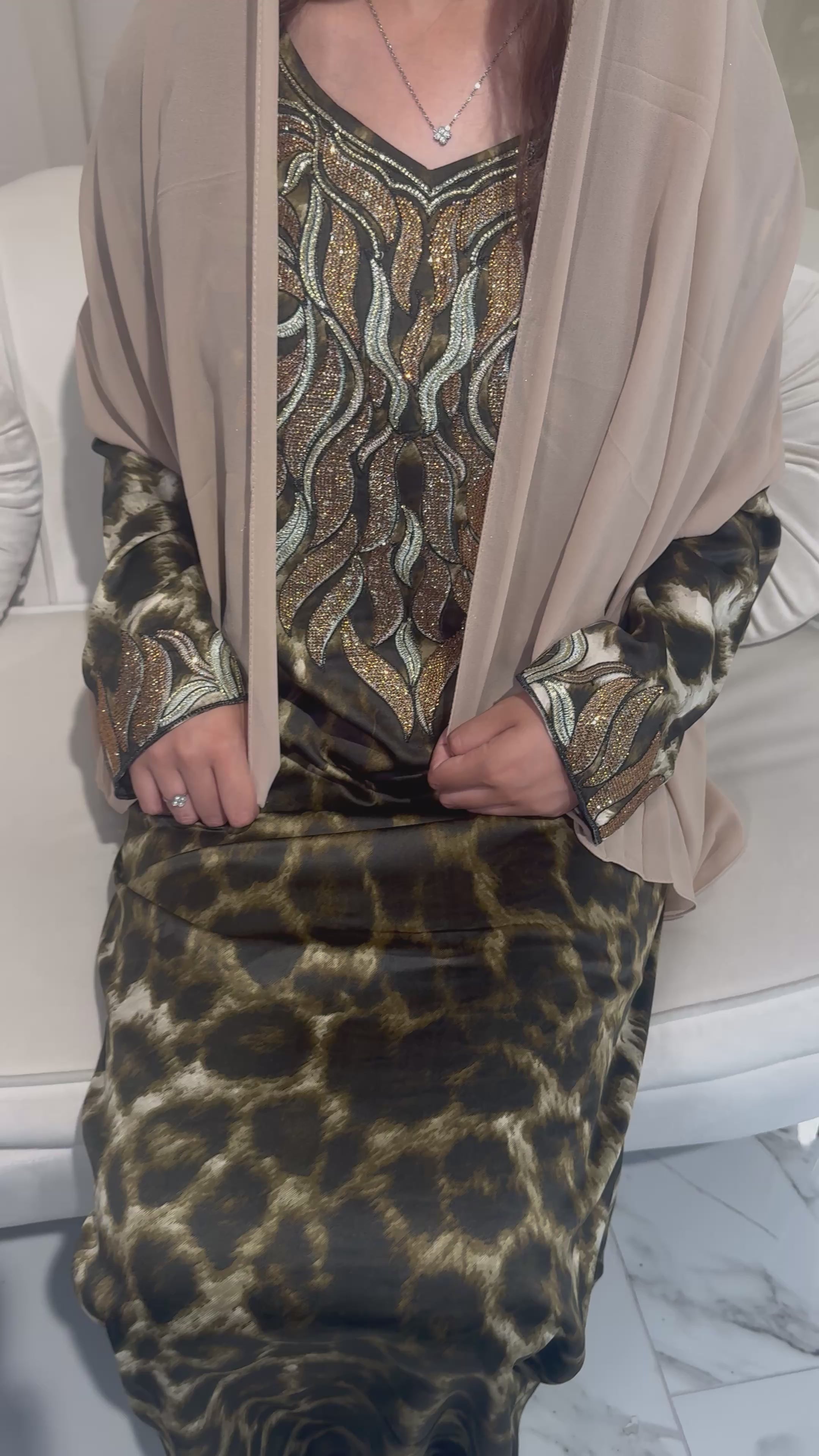 Leopard Print Makhawer (Gold Stones)