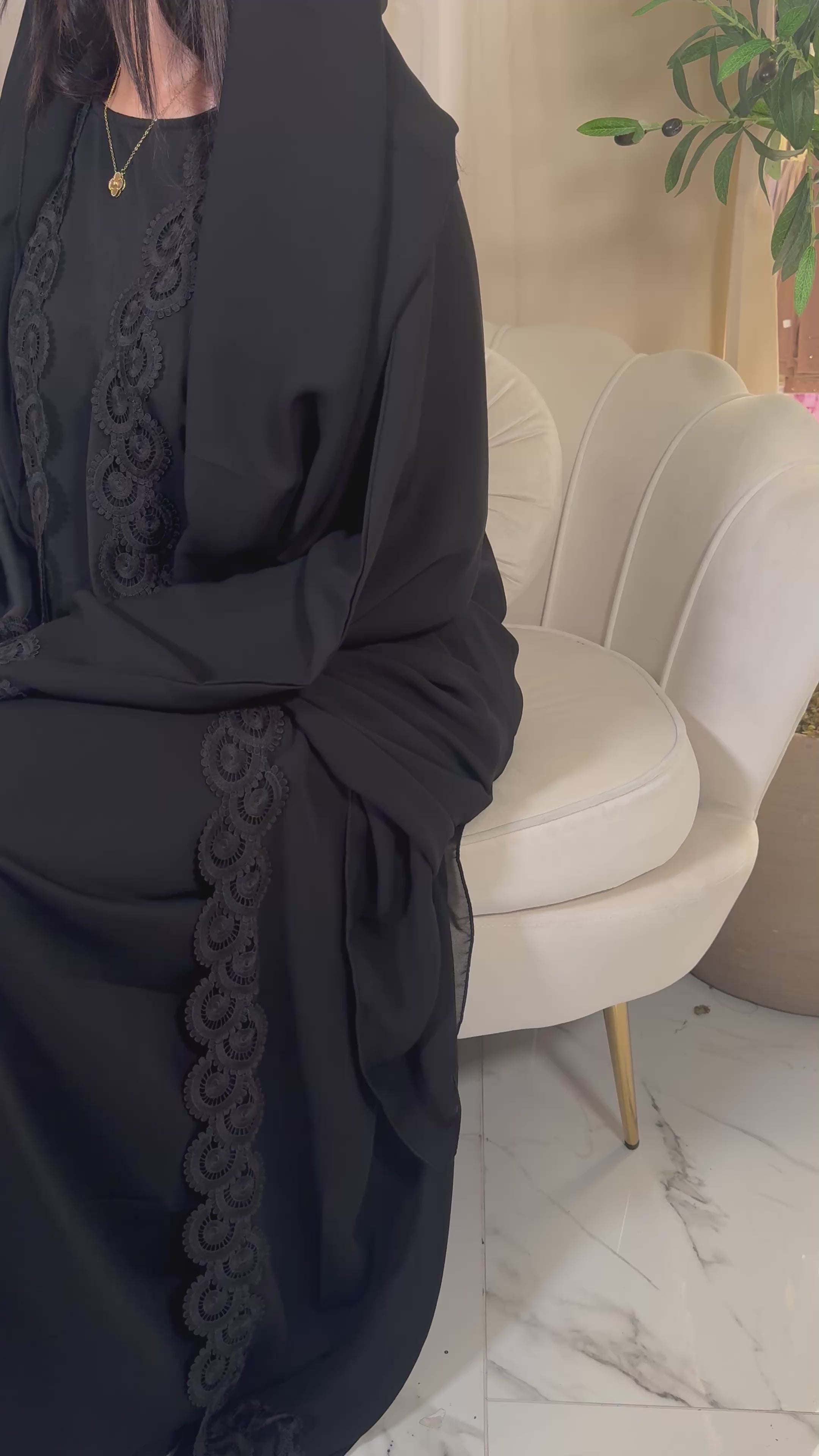 Black 3 Piece Abaya